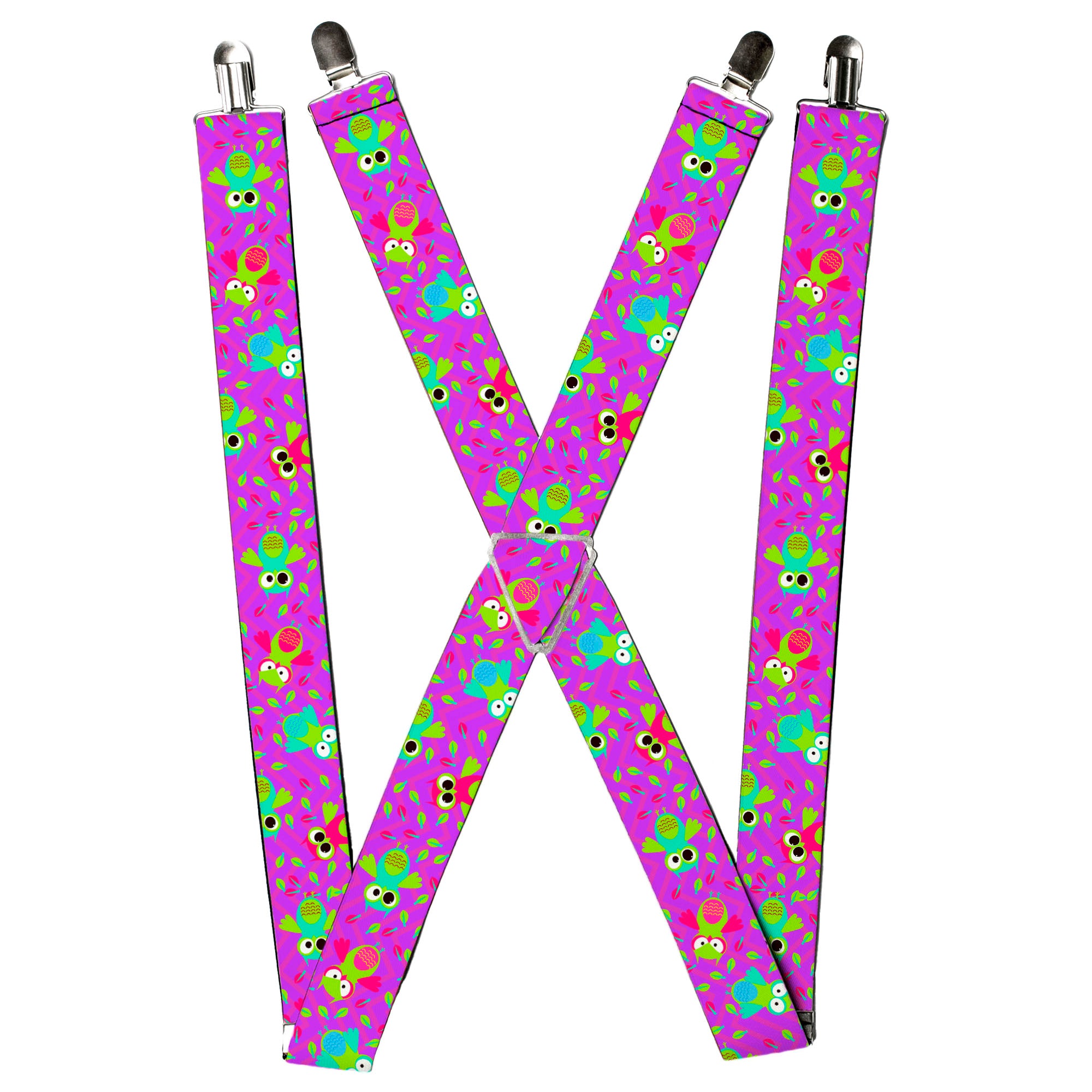 Suspenders - Flying Owls w/Leaves Purple/Multi Color Suspenders Buckle-Down