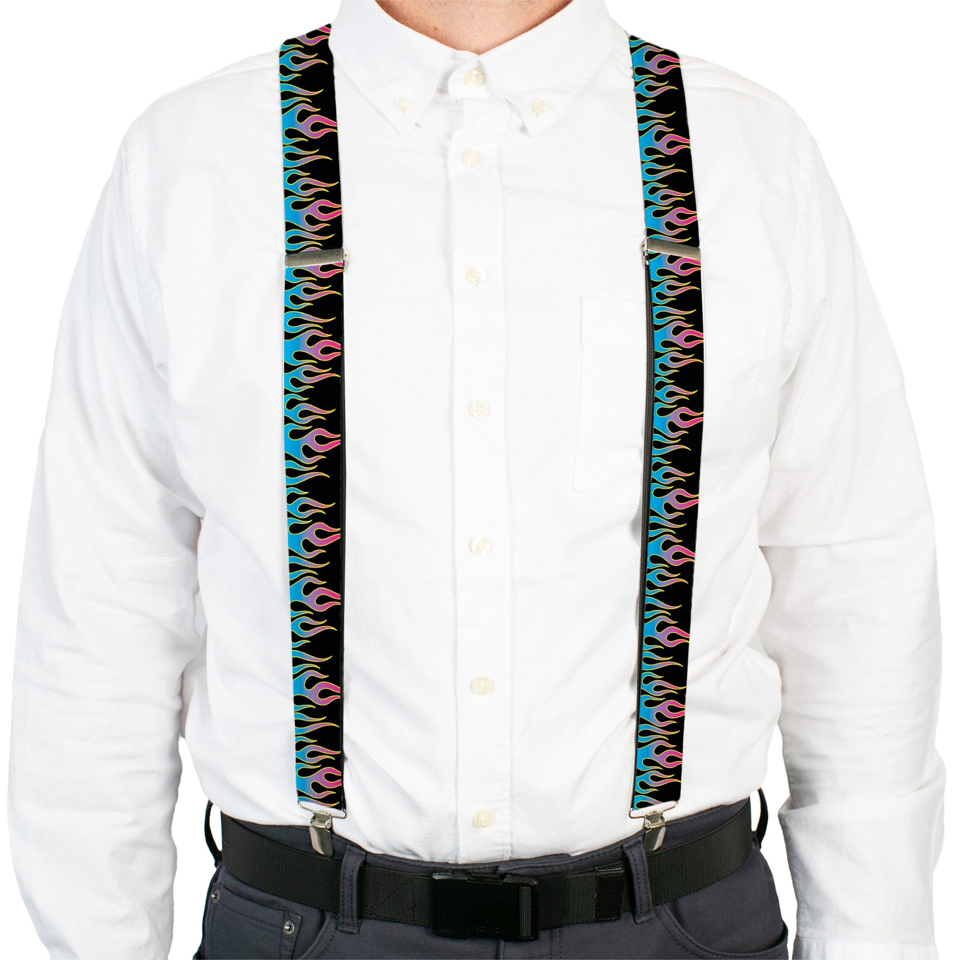 Suspenders - Flames Black/Blue/Pink Suspenders Buckle-Down