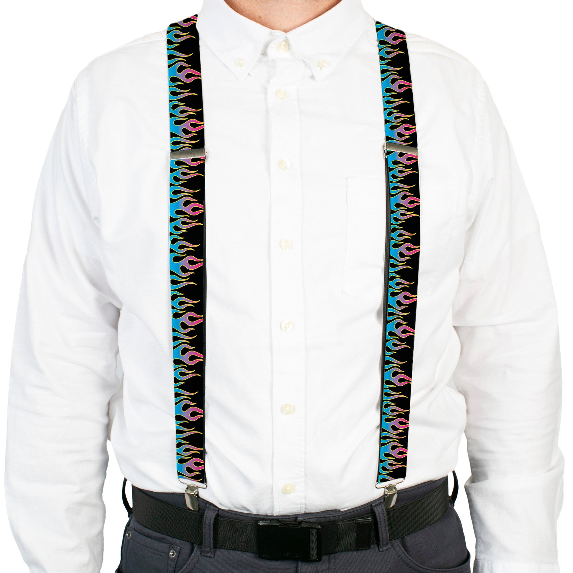 Suspenders - Flames Black/Blue/Pink Suspenders Buckle-Down