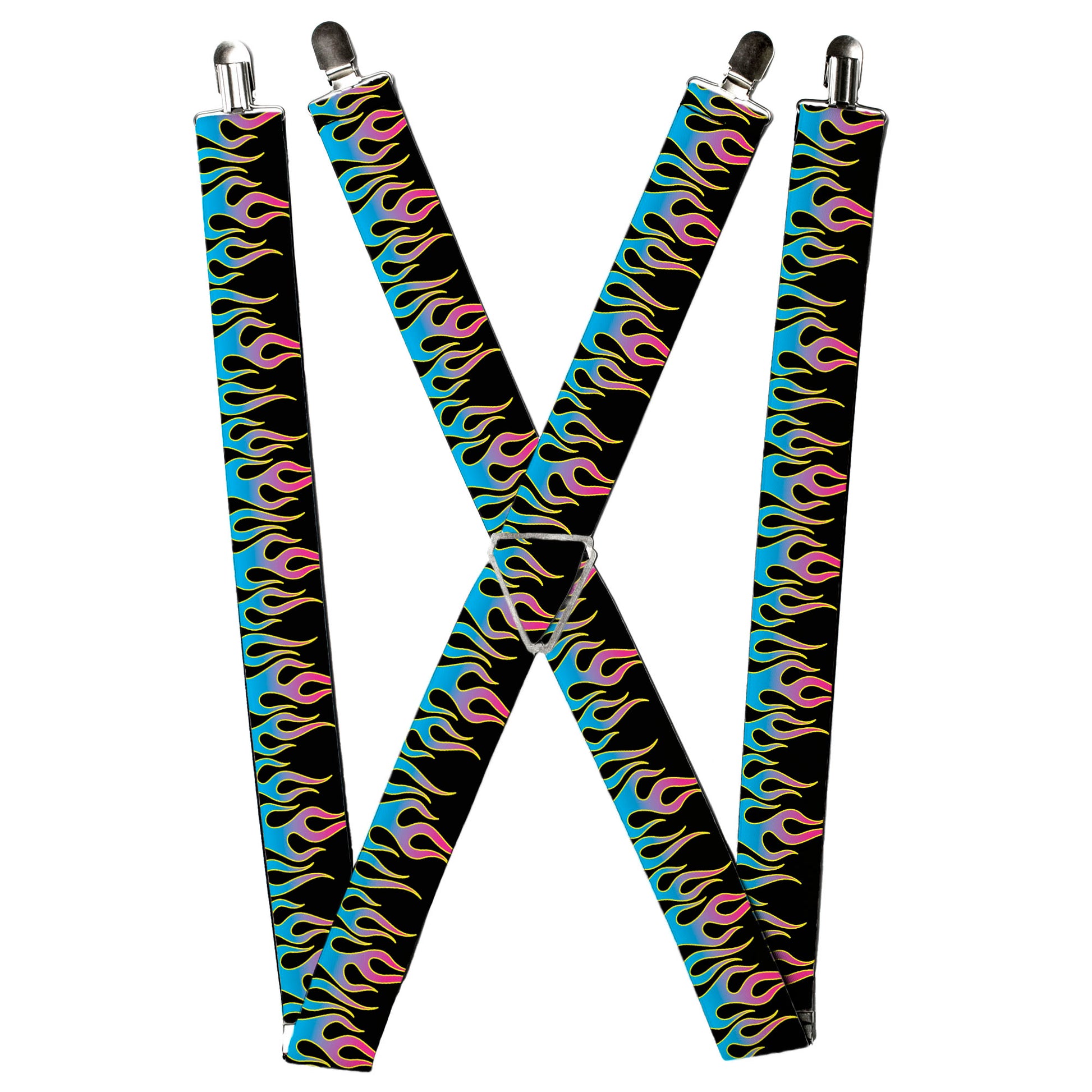 Suspenders - Flames Black/Blue/Pink Suspenders Buckle-Down