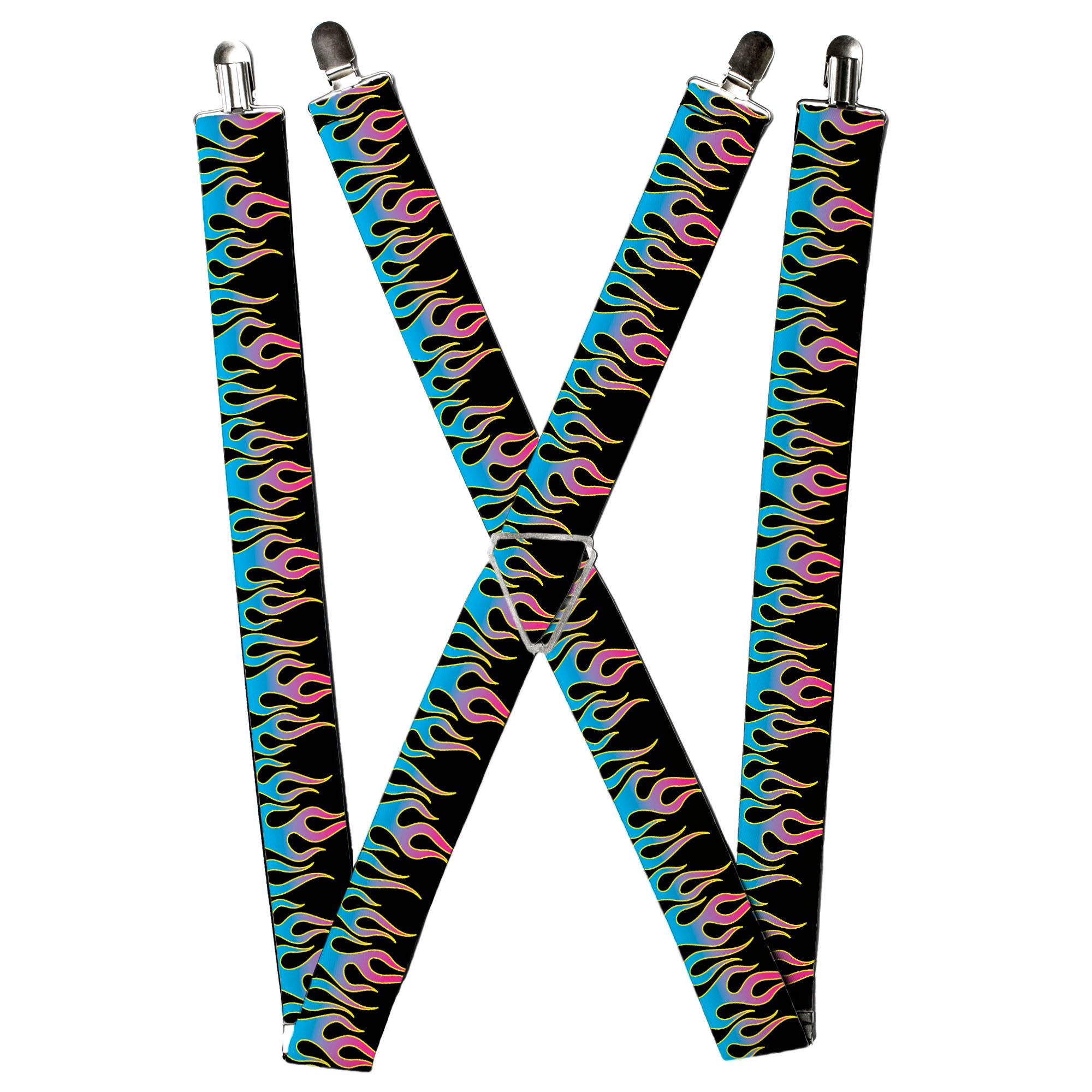 Suspenders - Flames Black/Blue/Pink Suspenders Buckle-Down
