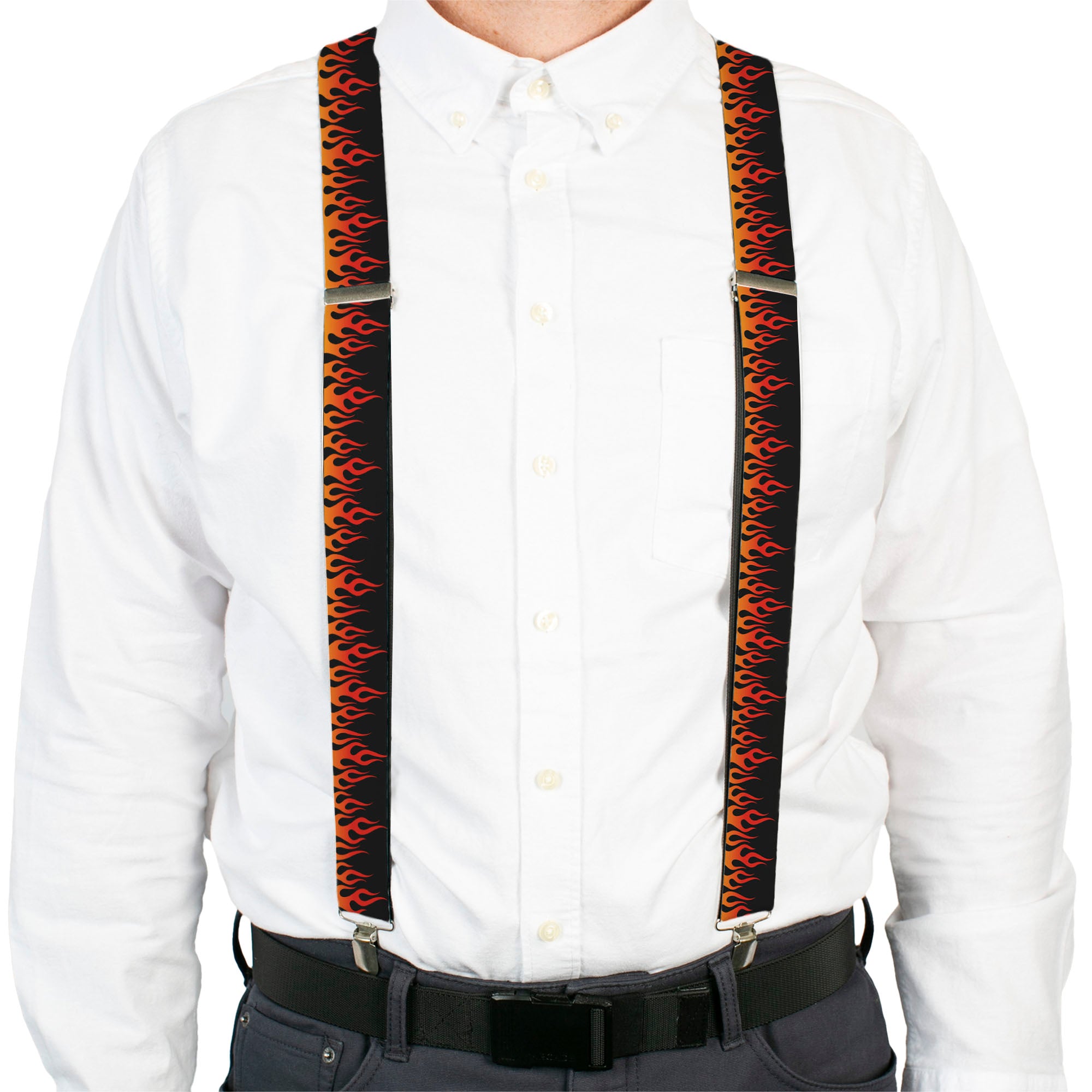 Suspenders - Flames Black/Orange/Red