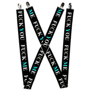 Suspenders - 1.5" - FUCK YOU/FUCK ME Black/White/Blue Suspenders Buckle-Down