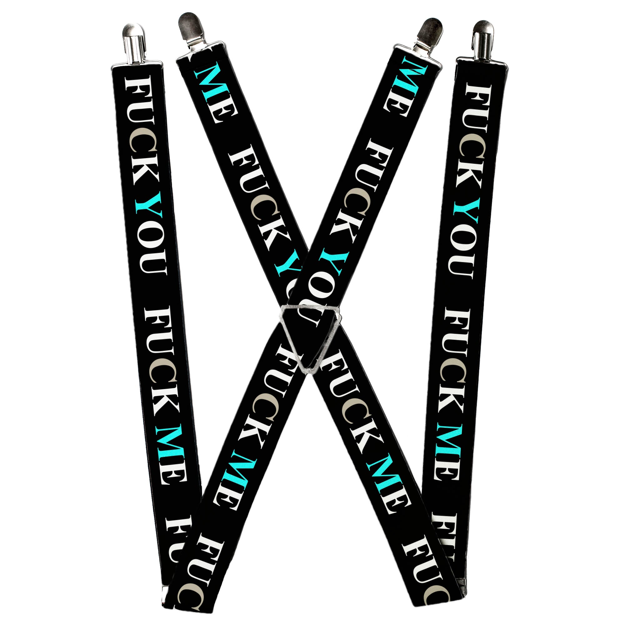 Suspenders - 1.5" - FUCK YOU/FUCK ME Black/White/Blue Suspenders Buckle-Down