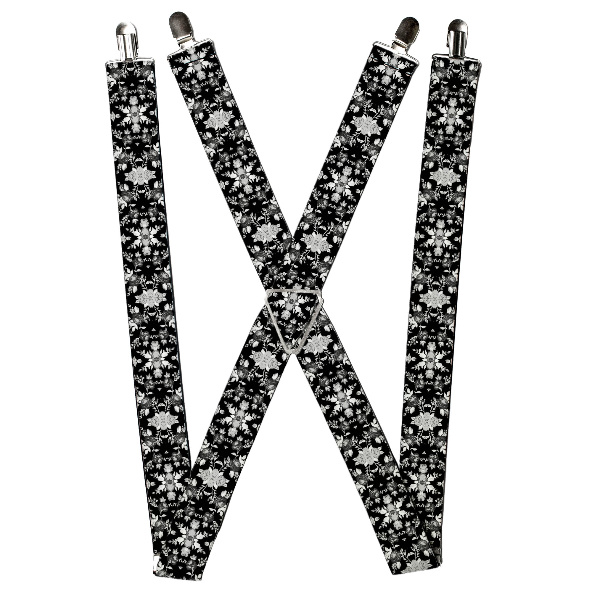 Suspenders - Floral Collage Black/Gray/White