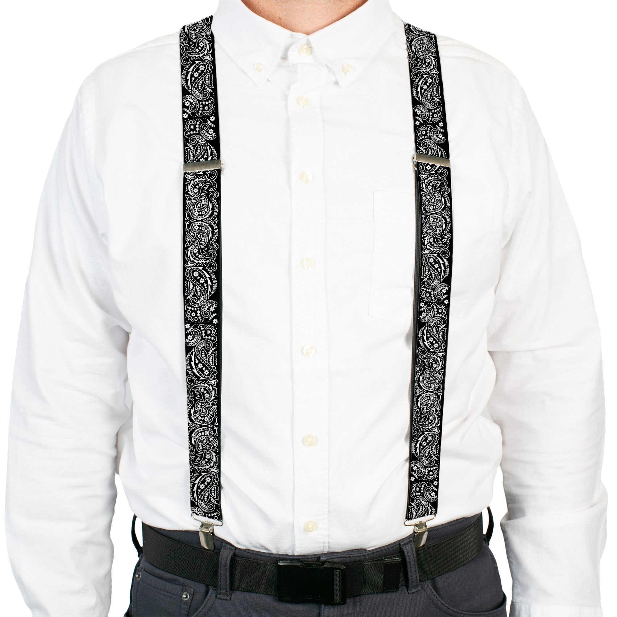 Suspenders - Floral Paisley2 Black/White