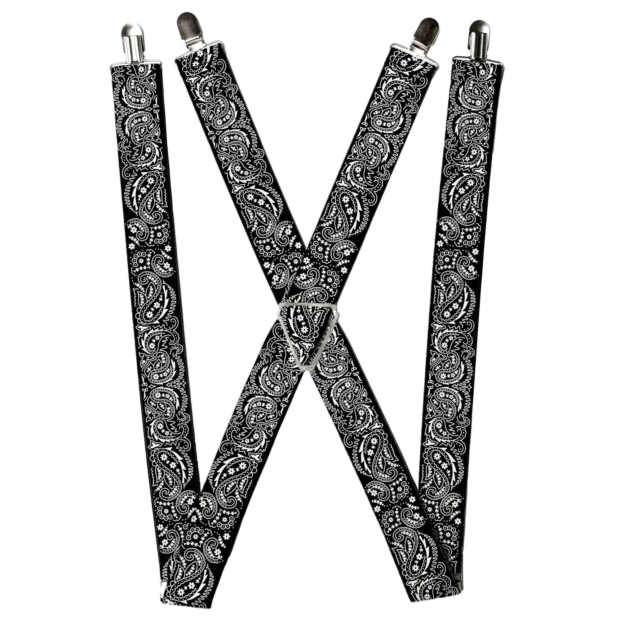 Suspenders - Floral Paisley2 Black/White