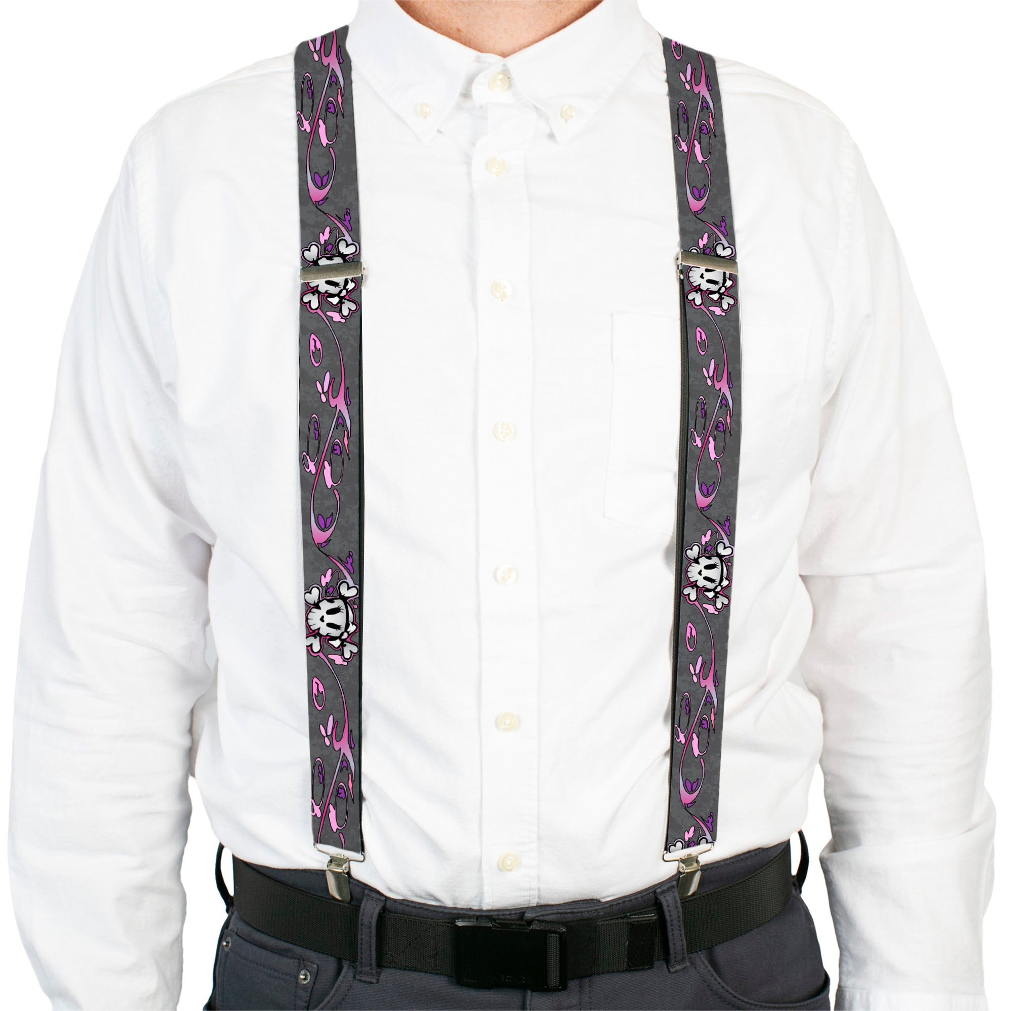 Suspenders - Girlie Skull Gray