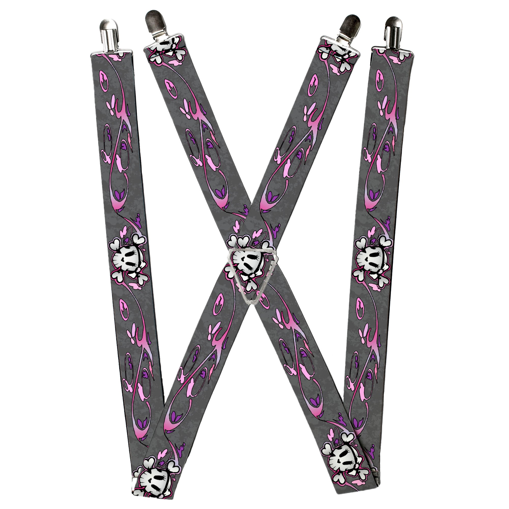 Suspenders - Girlie Skull Gray