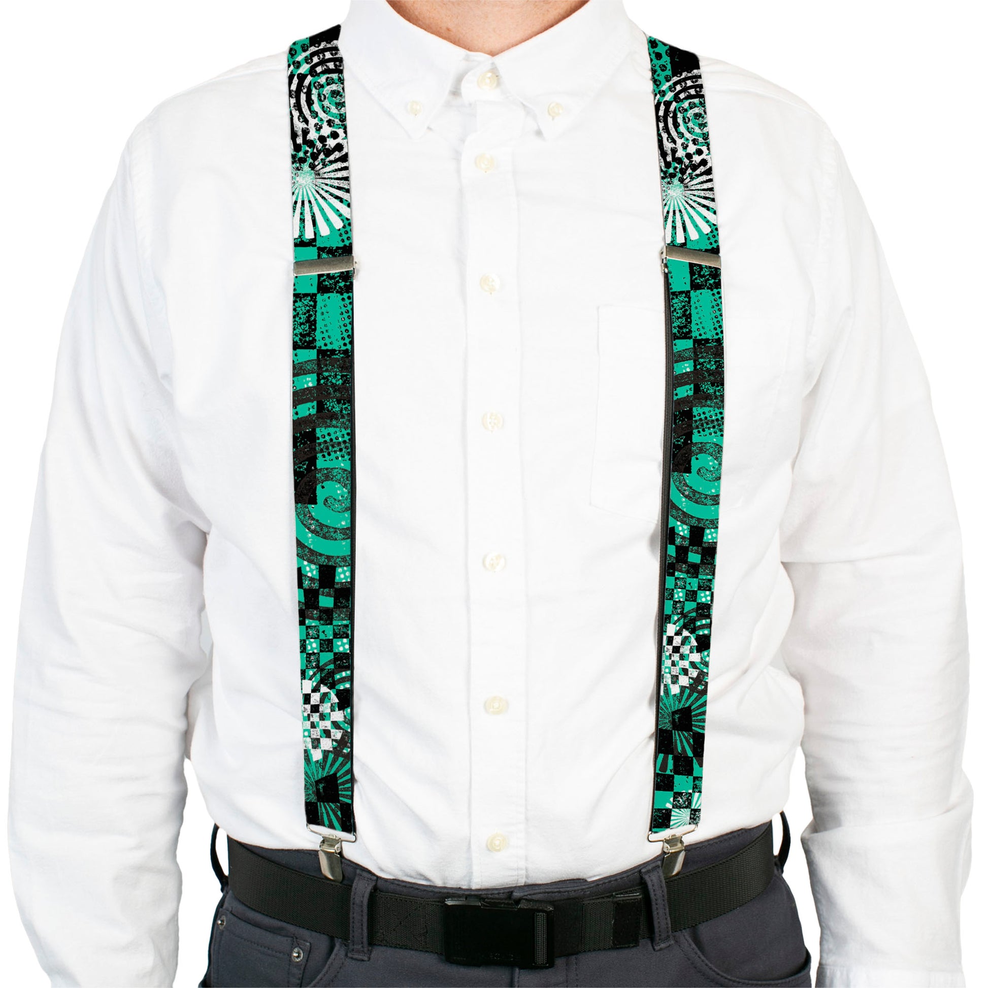 Suspenders - Grunge Chaos Green Suspenders Buckle-Down