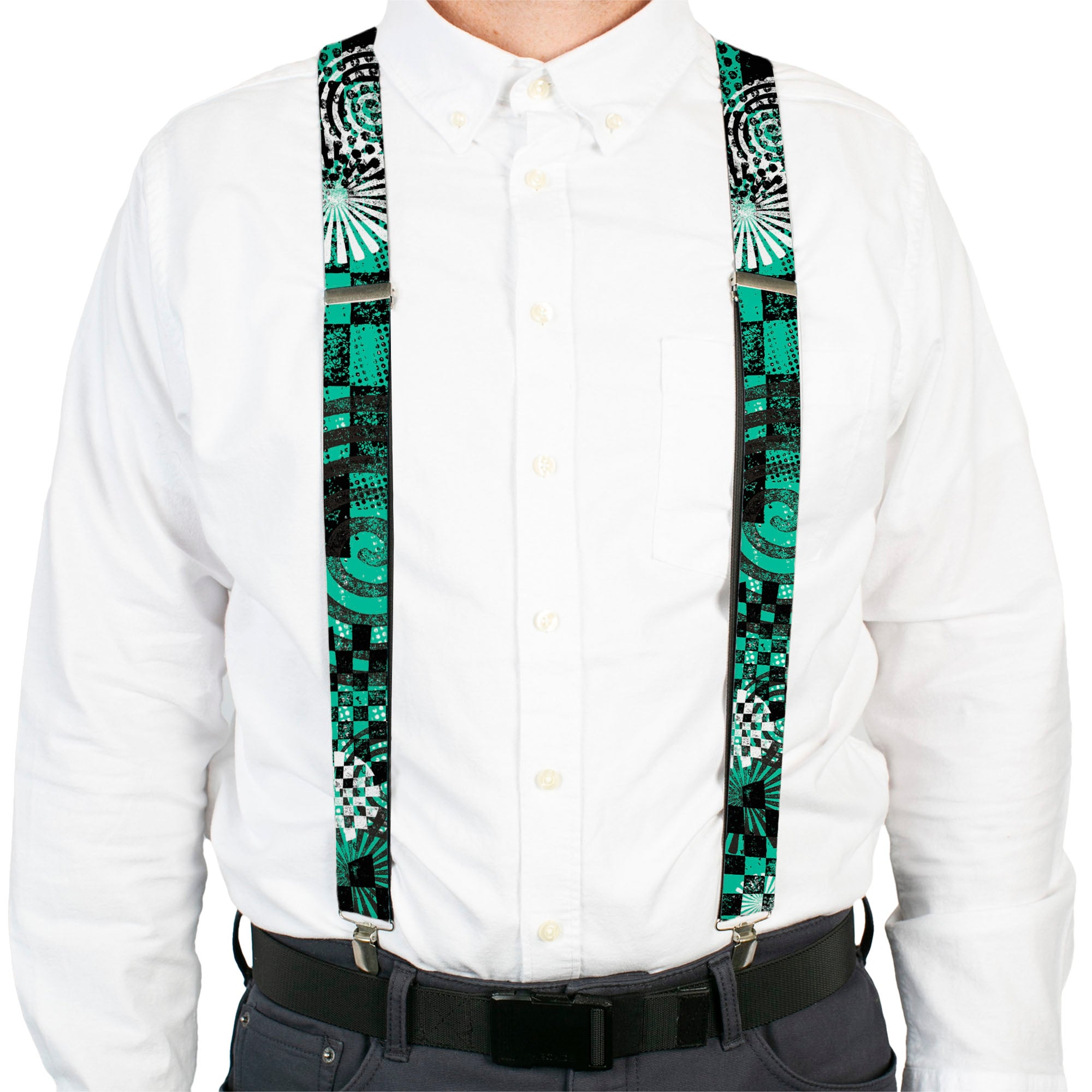 Suspenders - Grunge Chaos Green Suspenders Buckle-Down