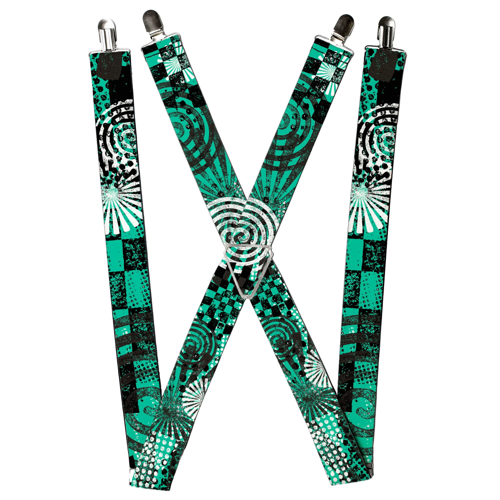 Suspenders - Grunge Chaos Green Suspenders Buckle-Down