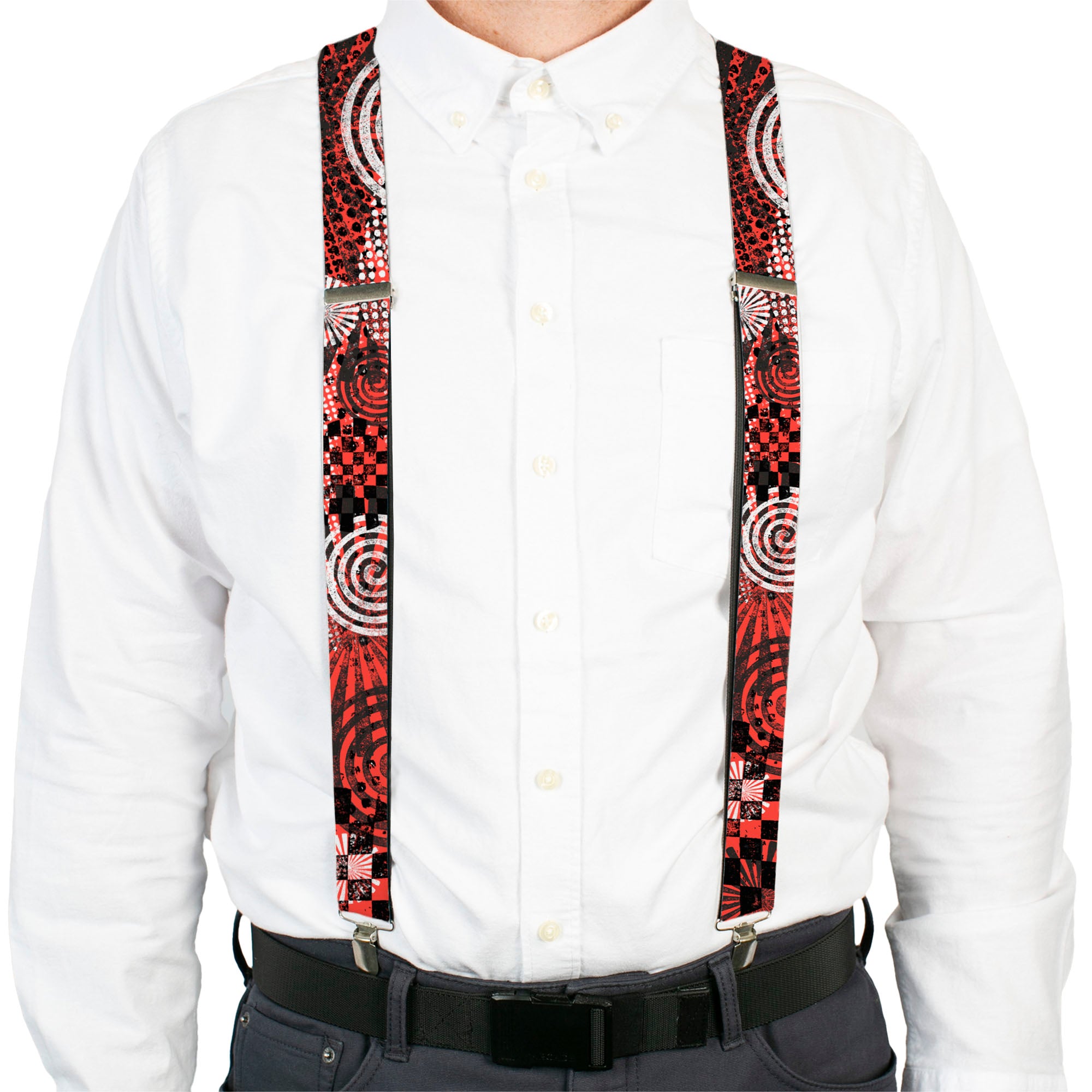 Suspenders - Grunge Chaos Red Suspenders Buckle-Down