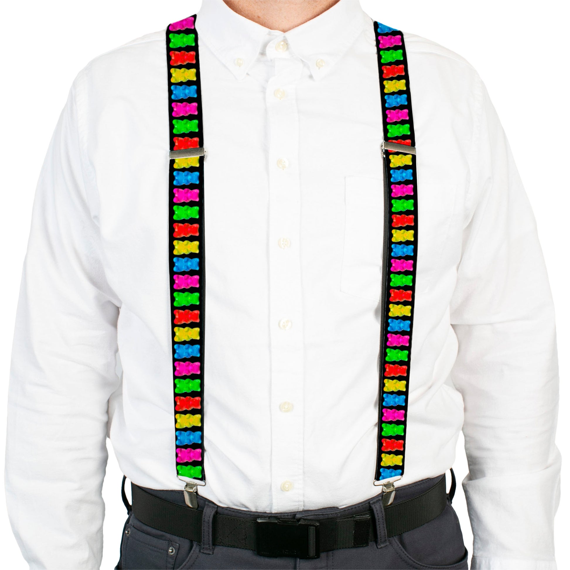 Suspenders - Gummy Bears Black/Multi Color Suspenders Buckle-Down