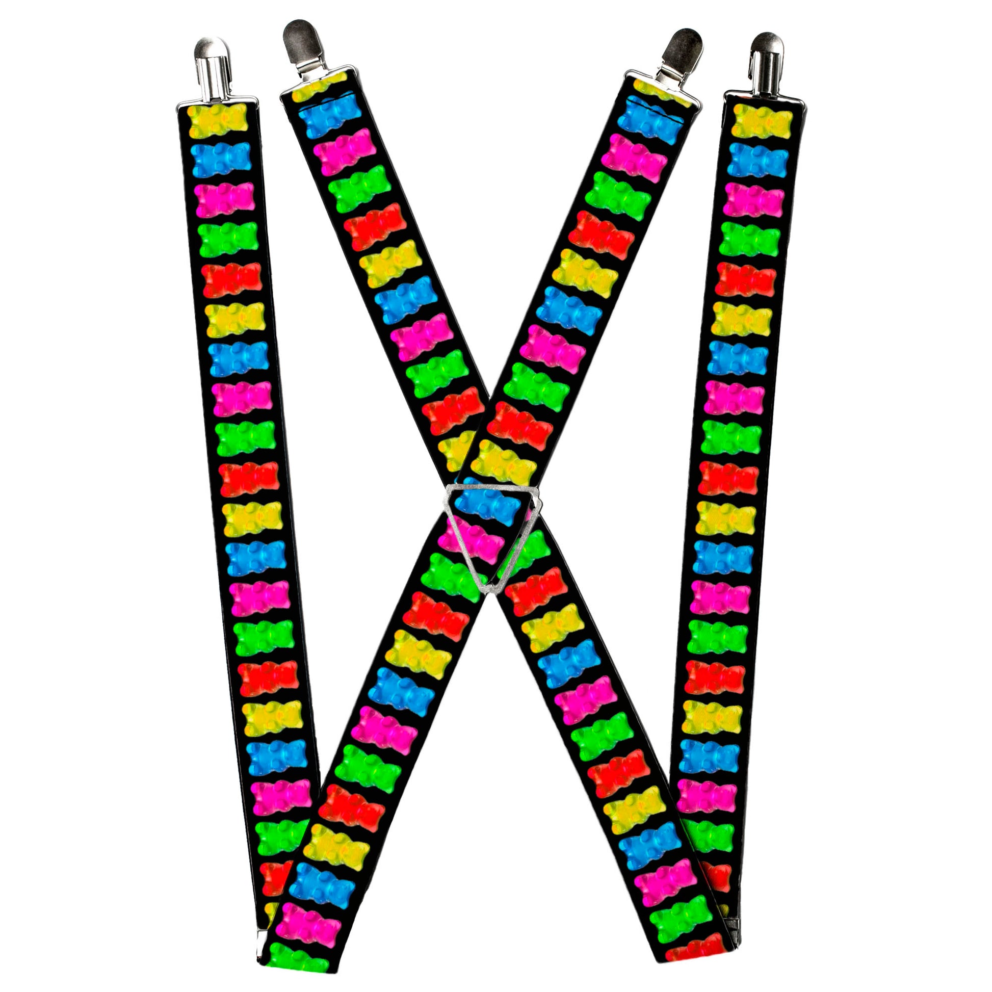 Suspenders - Gummy Bears Black/Multi Color Suspenders Buckle-Down