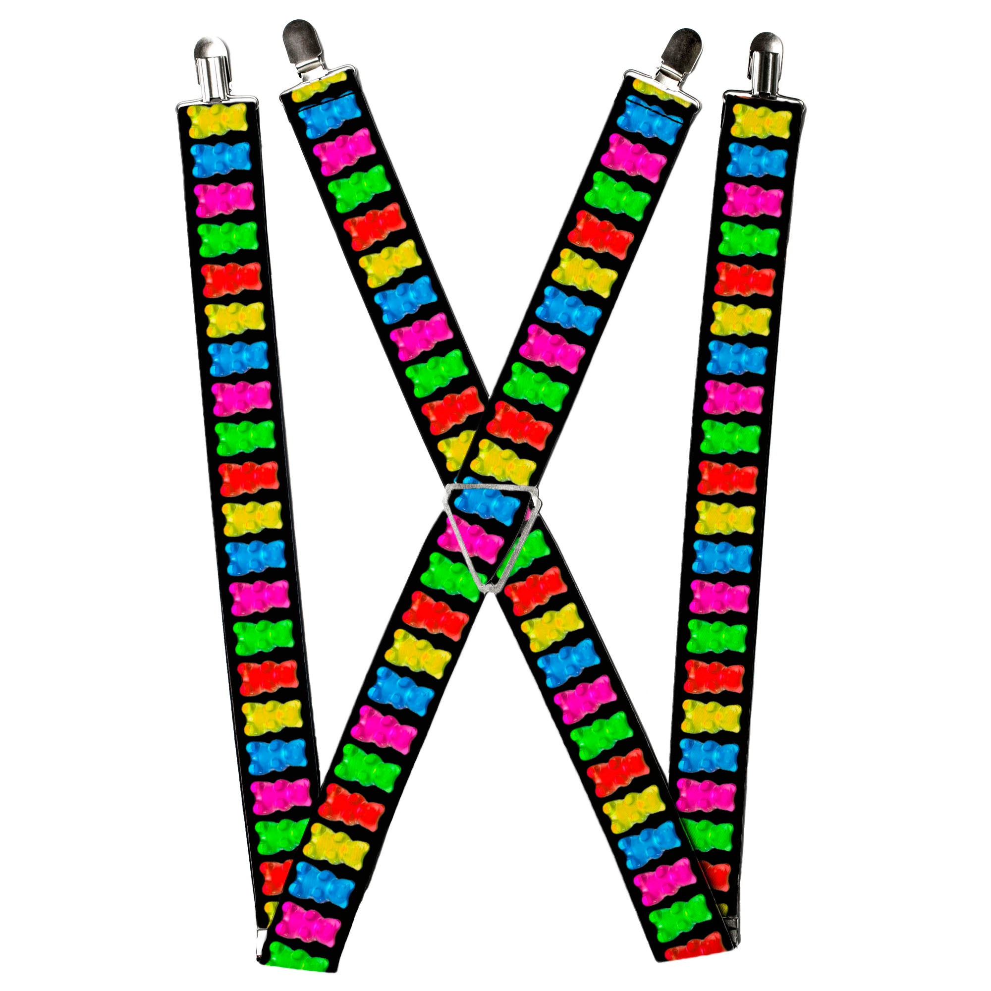 Suspenders - Gummy Bears Black/Multi Color Suspenders Buckle-Down