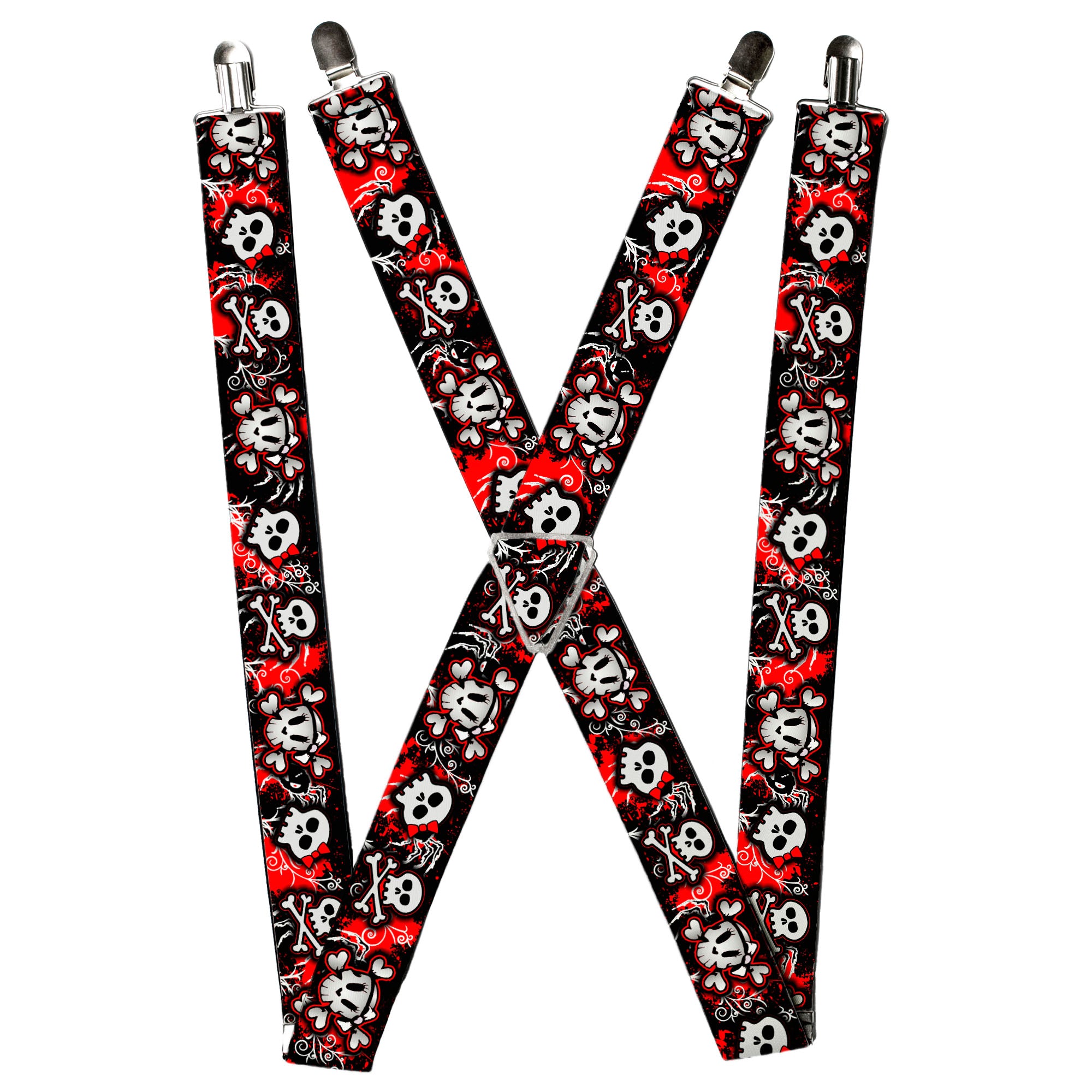 Suspenders - Girlie Skull Black/Red