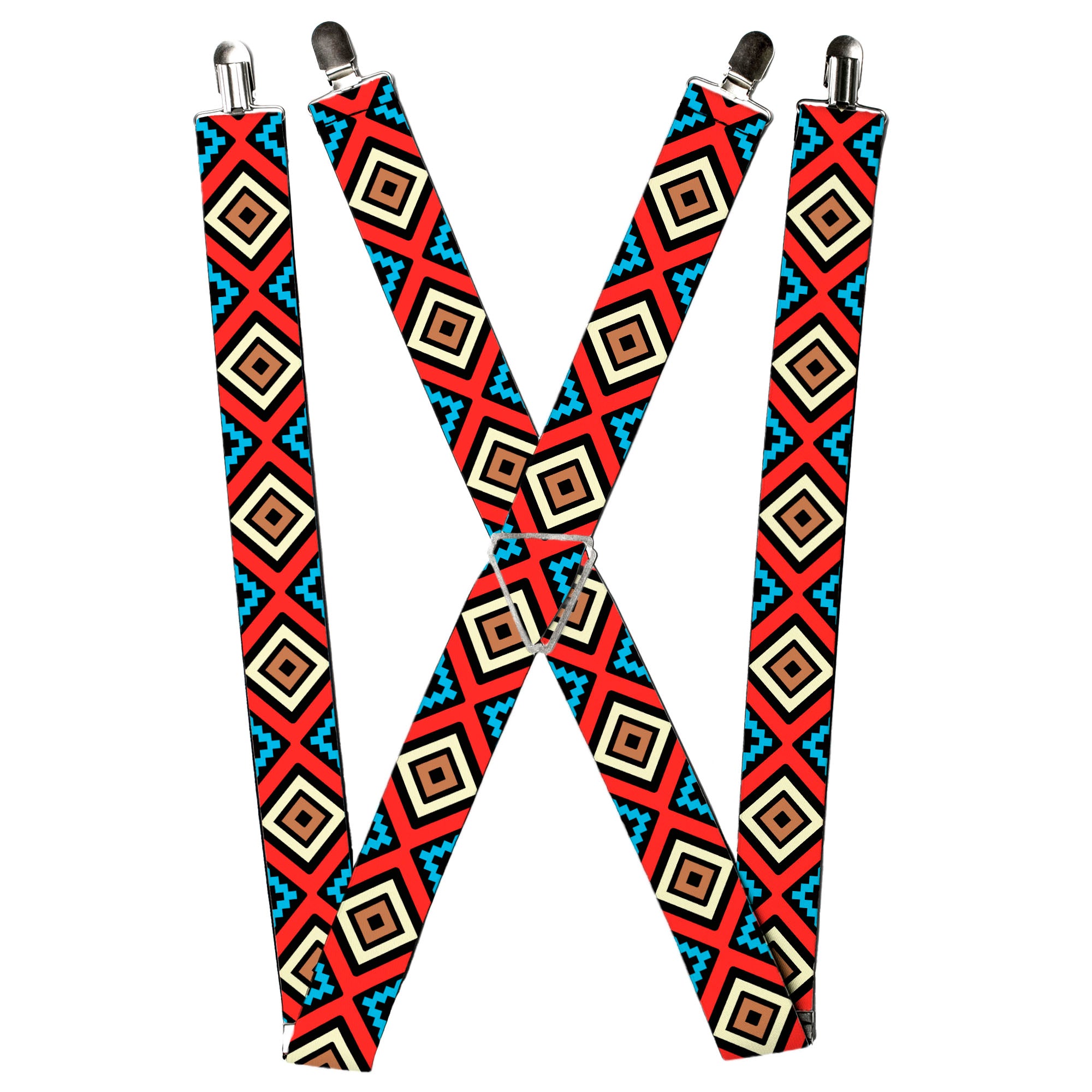 Suspenders - Geometric1 Black/Red/Tan/Brown/Baby Blue