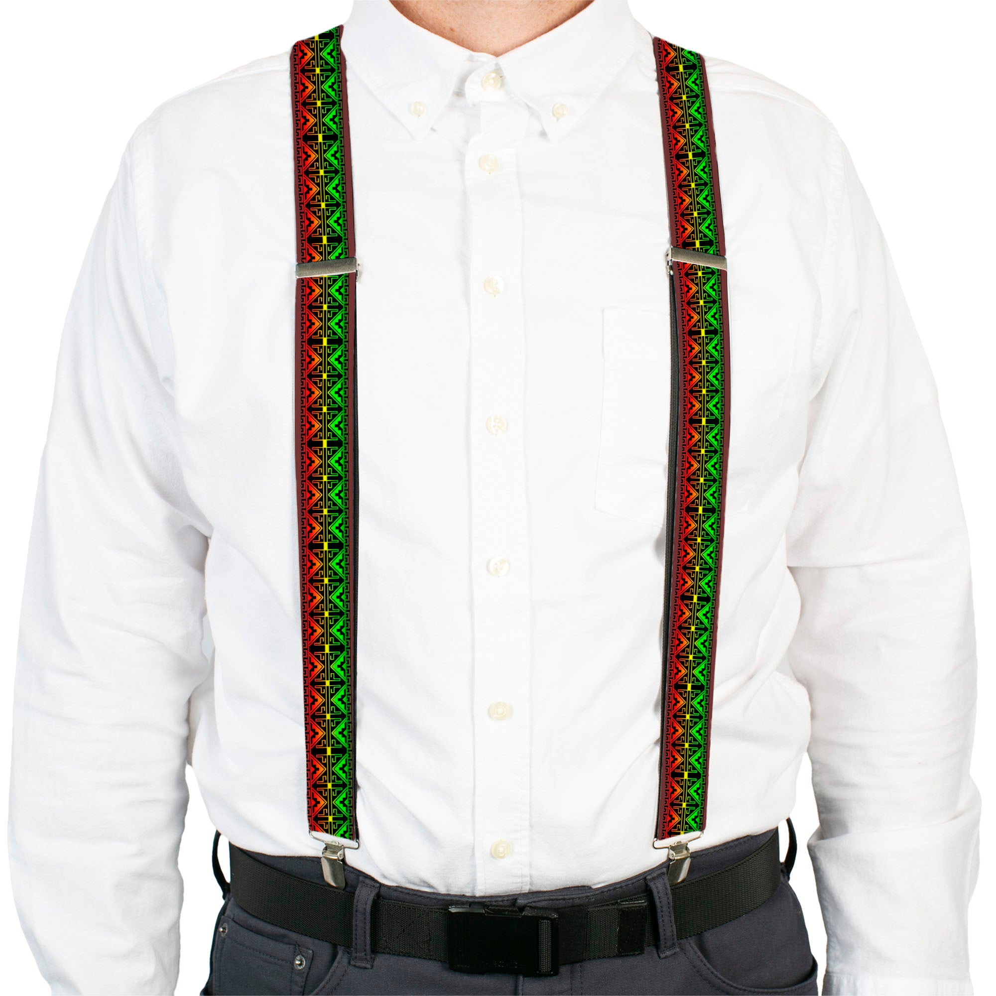 Suspenders - Geomteric2 Black/Red/Yellow/Green
