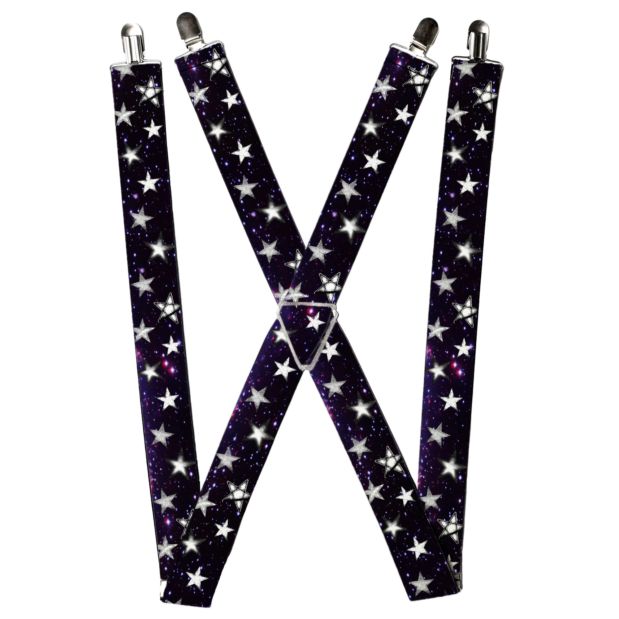 Suspenders - Glowing Stars in Space Black/Purple/White