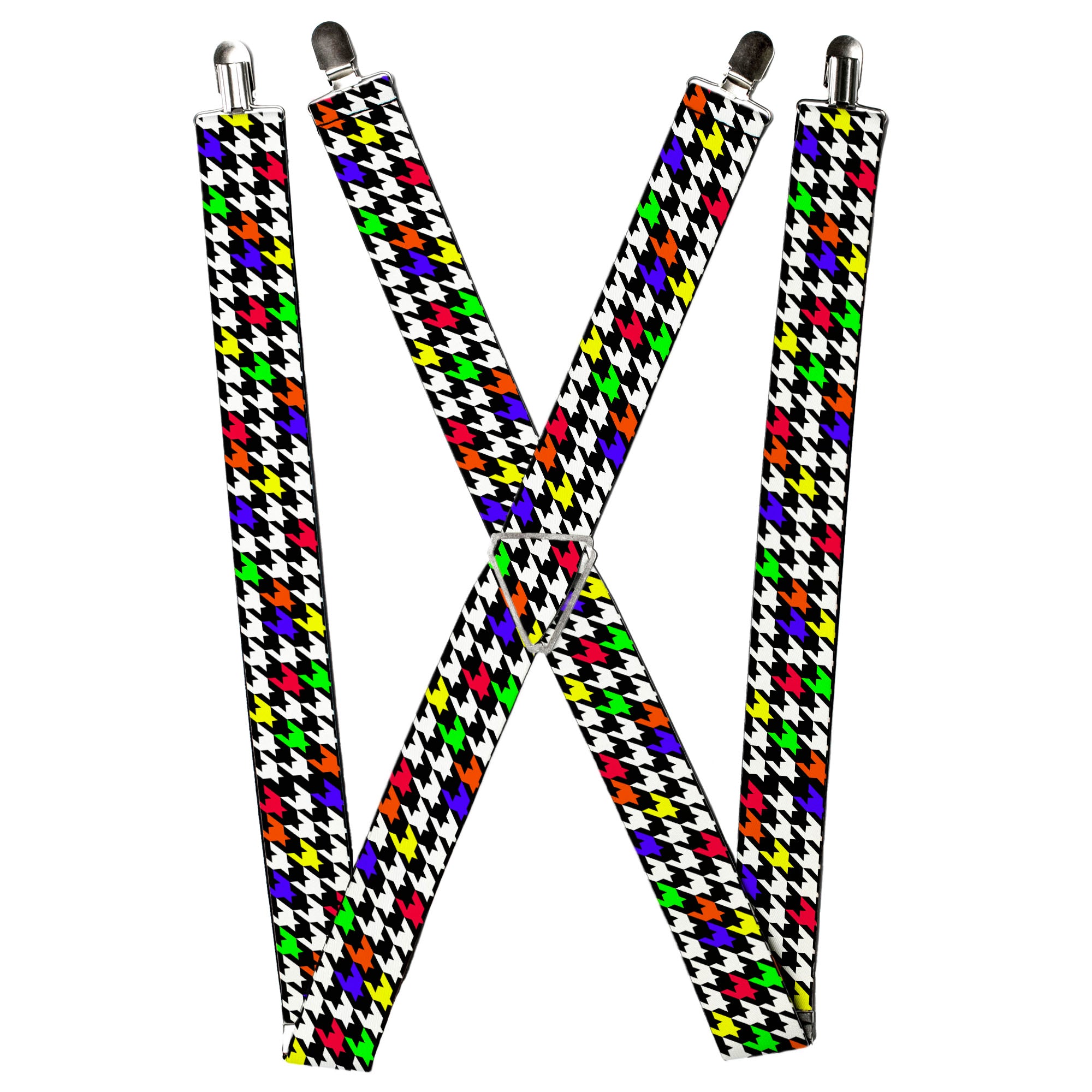 Suspenders - Houndstooth Black/White/Multi Neon
