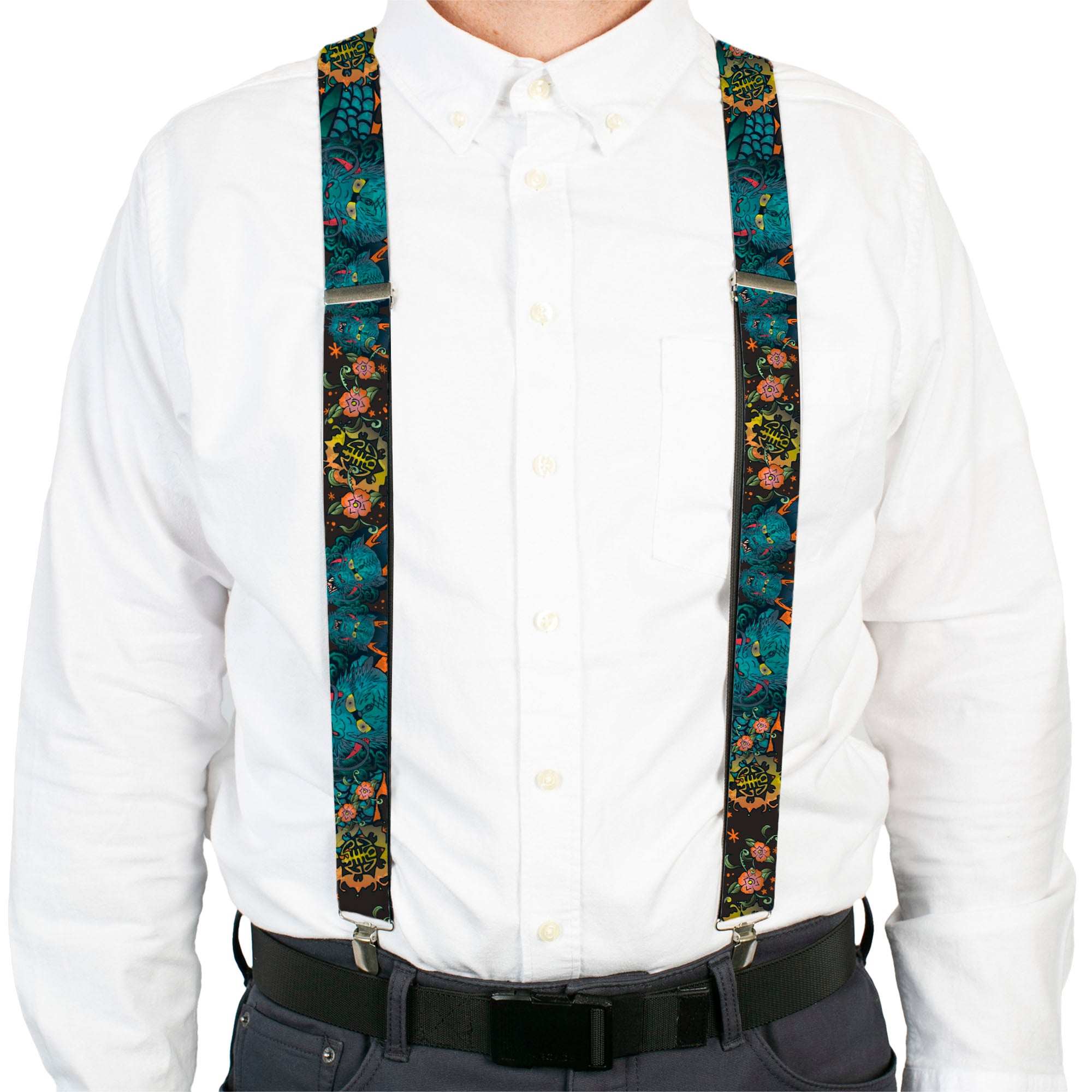 Suspenders - Honor CLOSE-UP Black Suspenders Buckle-Down