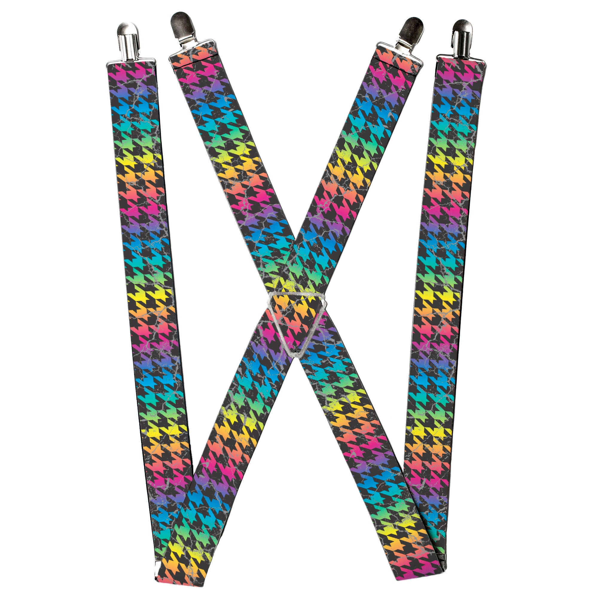 Suspenders - Houndstooth Black/Rainbow