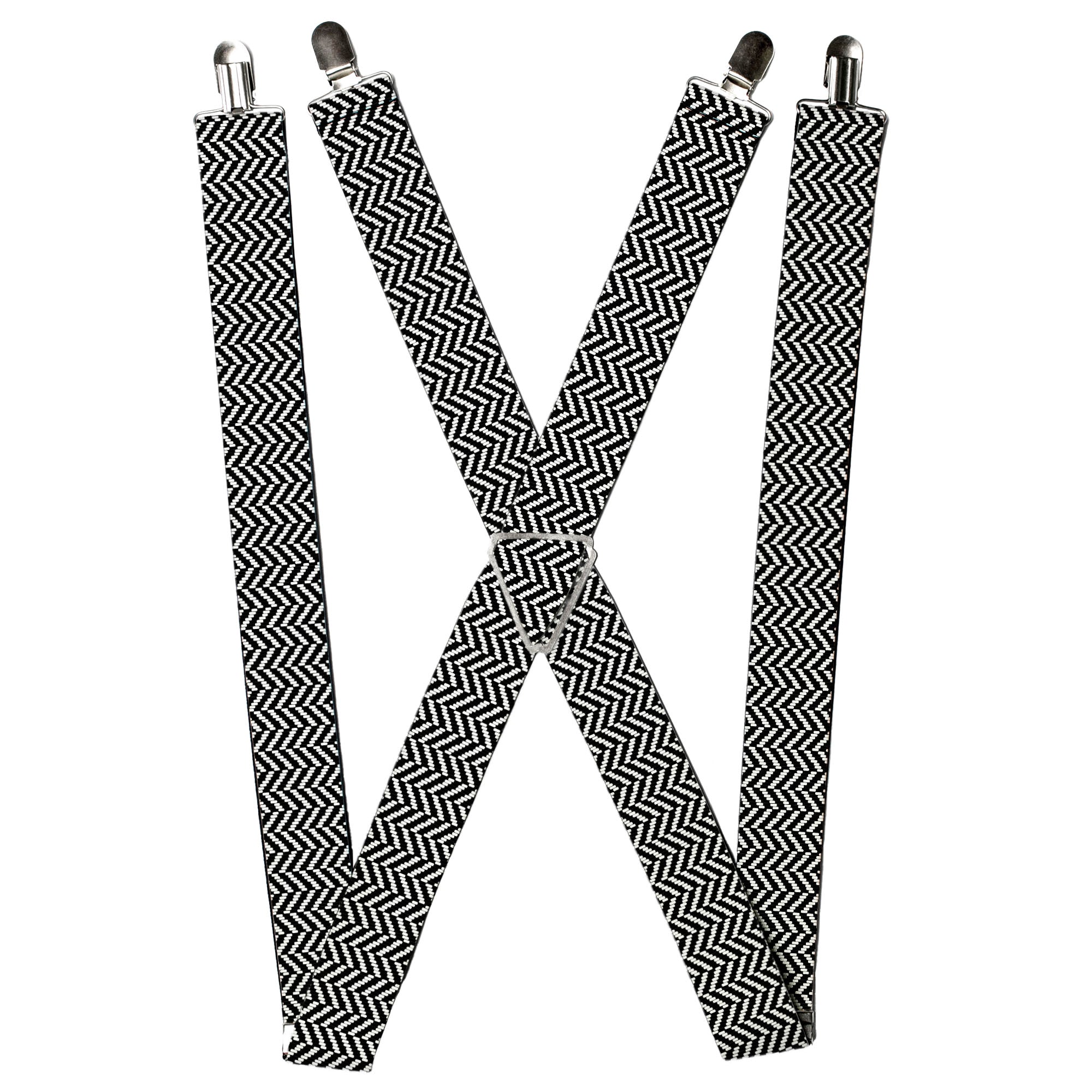 Suspenders - Herringbone Jagged Black/White