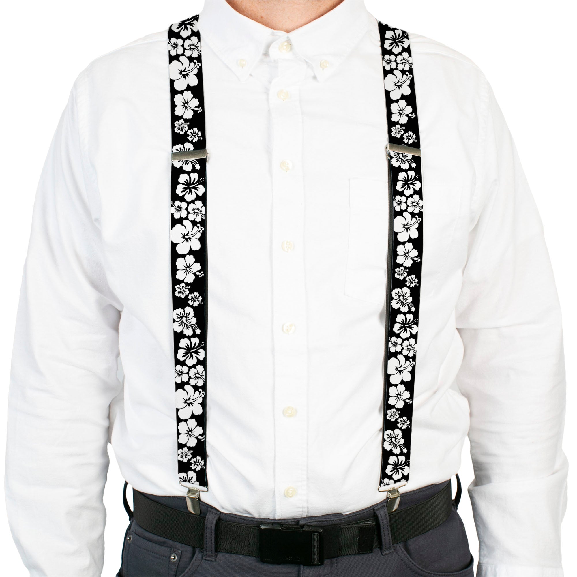 Suspenders - Hibiscus Black/White