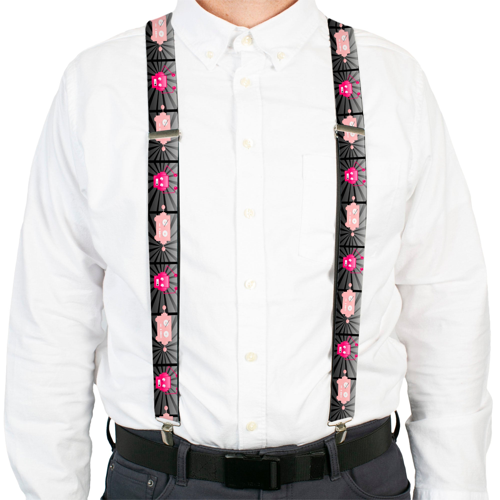 Suspenders - Hot Beat Bot Pink