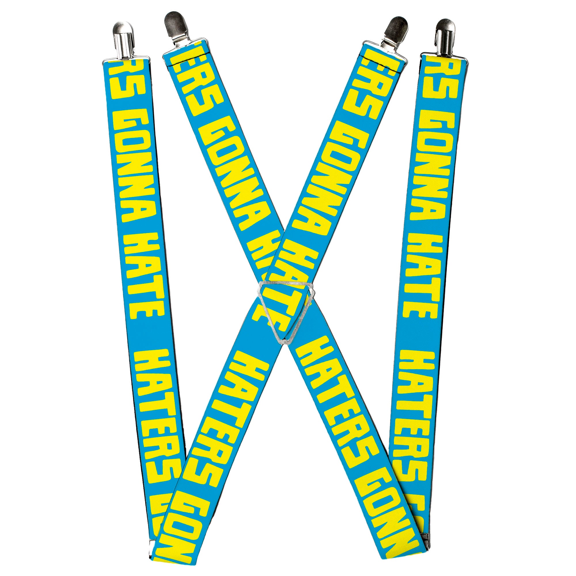 Suspenders - HATERS GONNA HATE Turquoise/Yellow