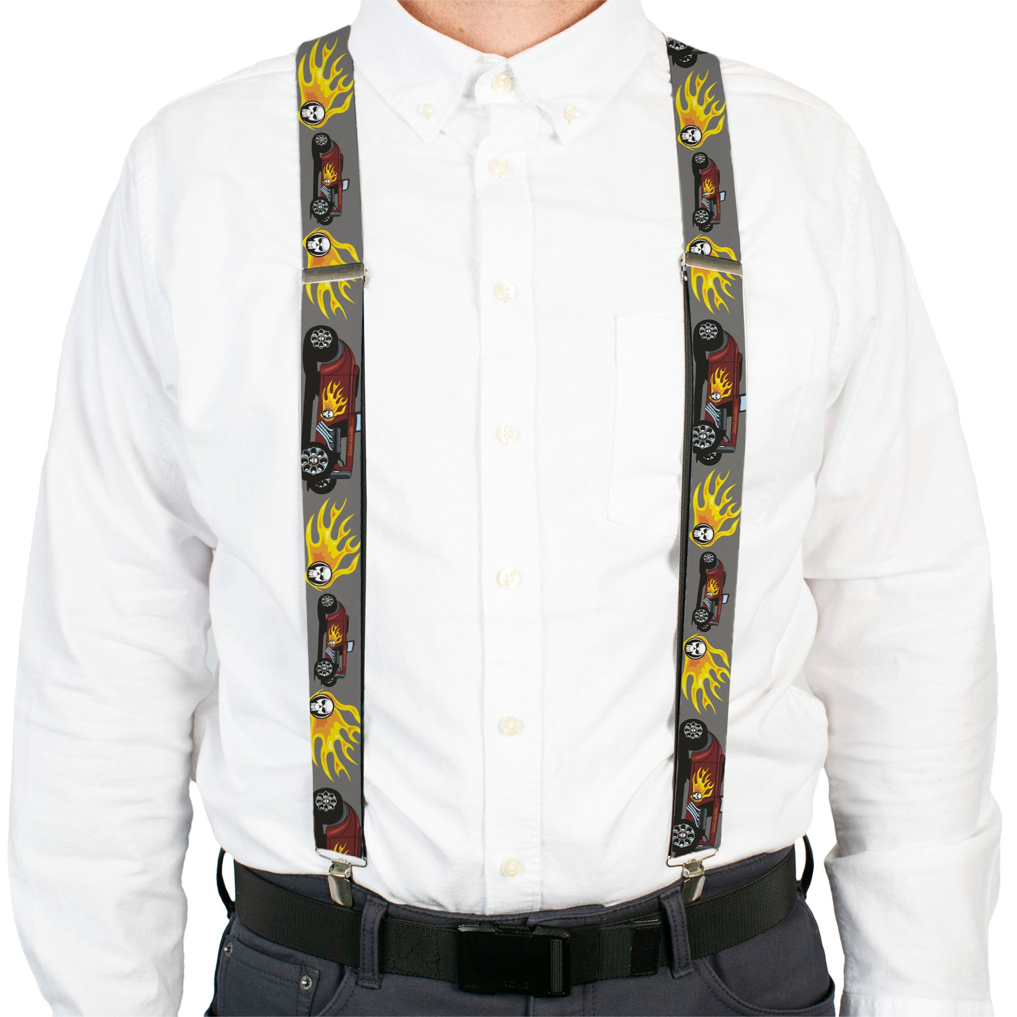 Suspenders - Hot Rod w/Flame Skull