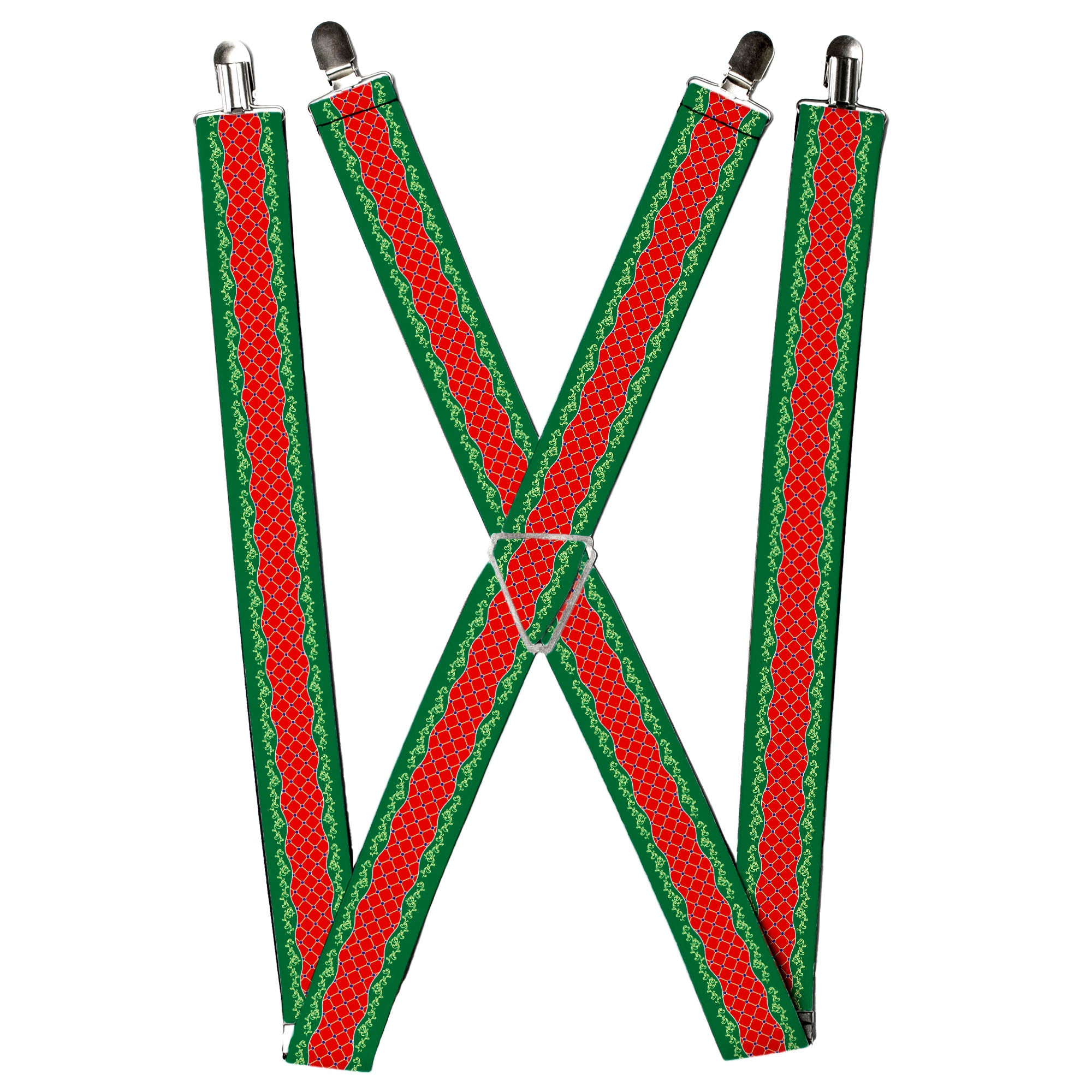 Suspenders - Holiday Trim Stripe Green/Red