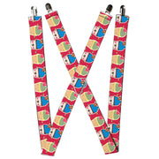 Suspenders - 1.5" - Happy Cupcakes/Dots Pink/Green Suspenders Buckle-Down