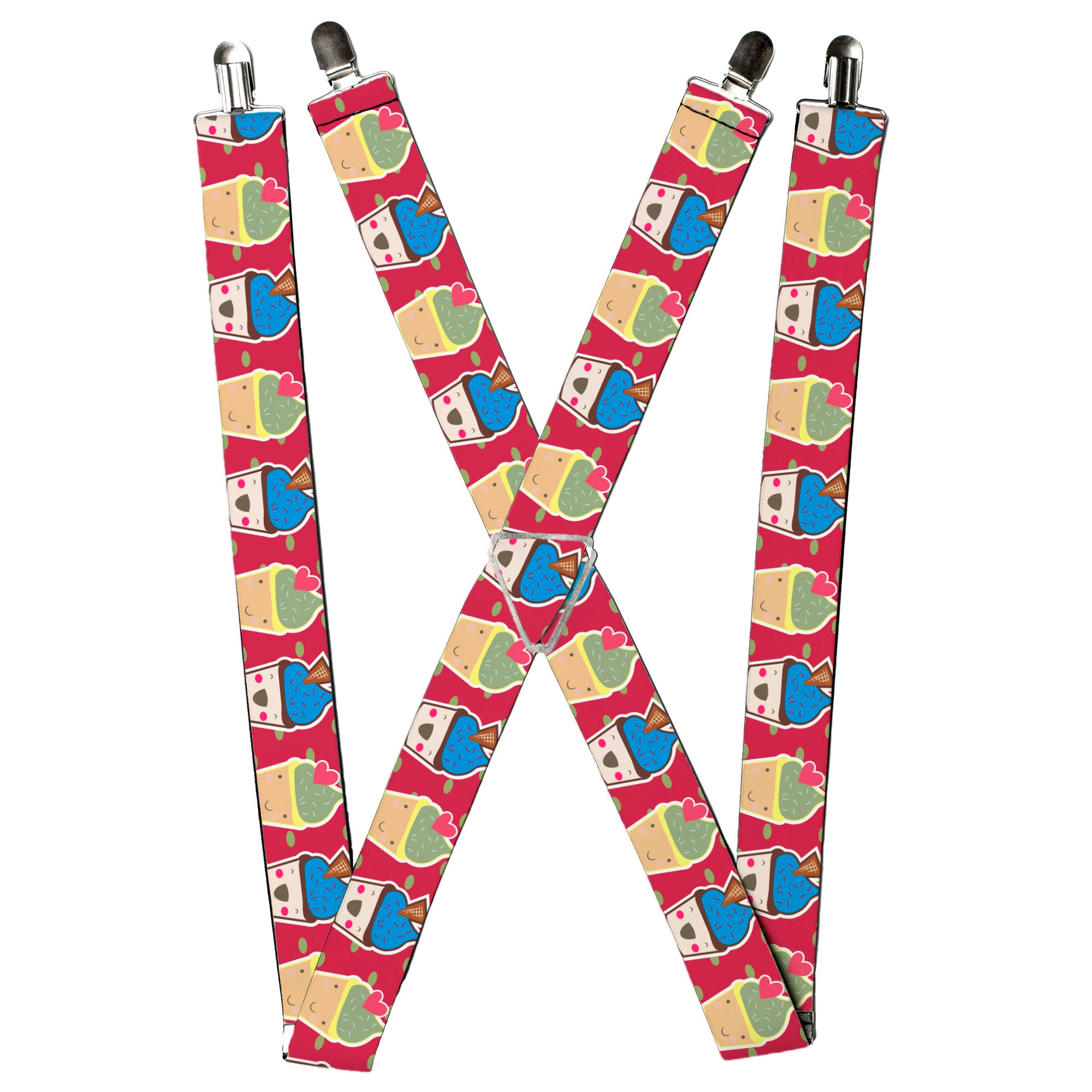 Suspenders - 1.5" - Happy Cupcakes/Dots Pink/Green Suspenders Buckle-Down