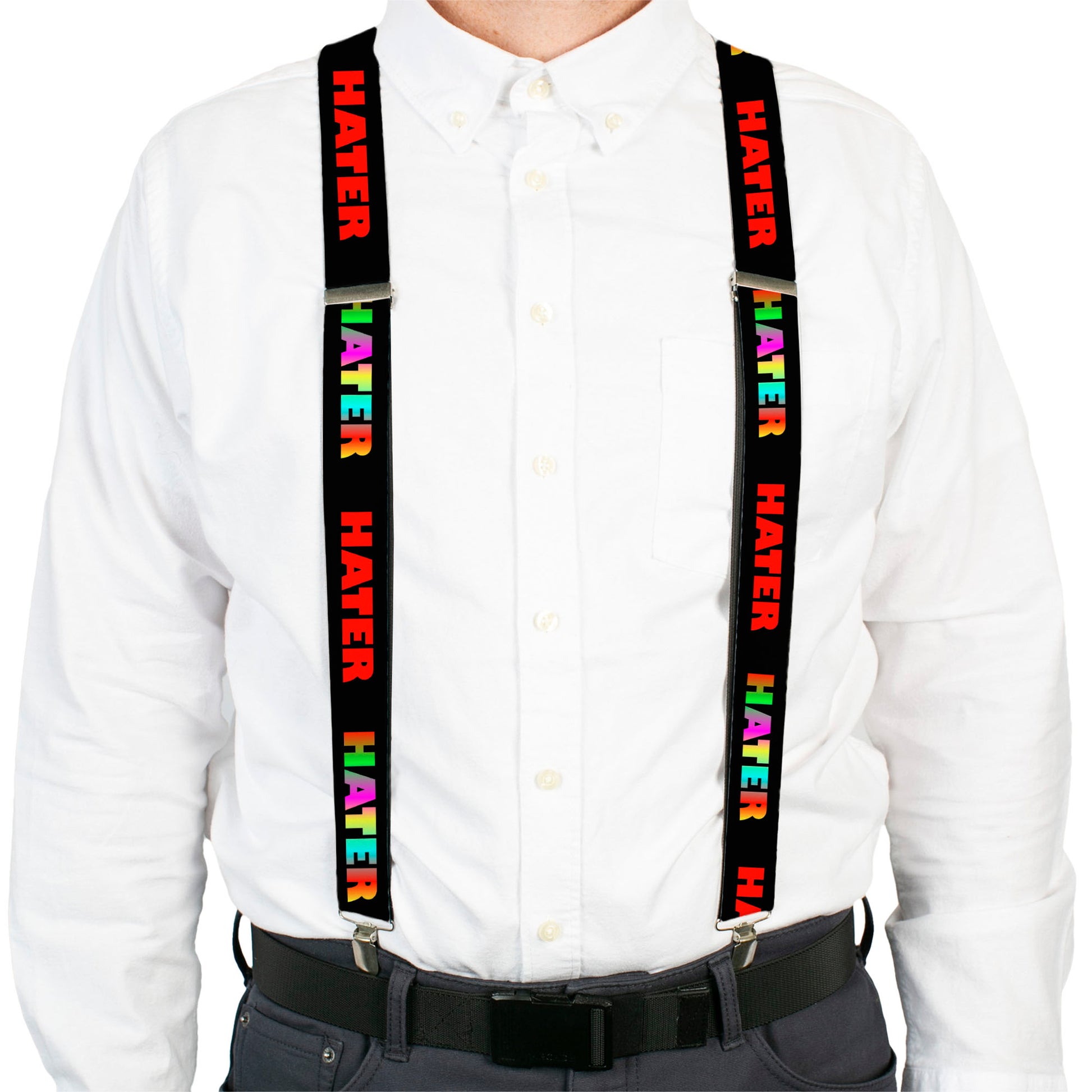 Suspenders - HATER Black/Red/Rainbow Fade Suspenders Buckle-Down