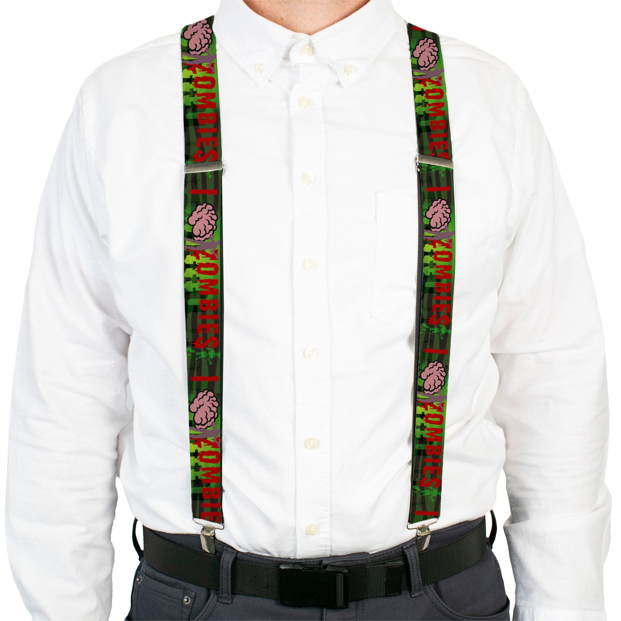 Suspenders - I "Brain" ZOMBIES Black/Green/Red