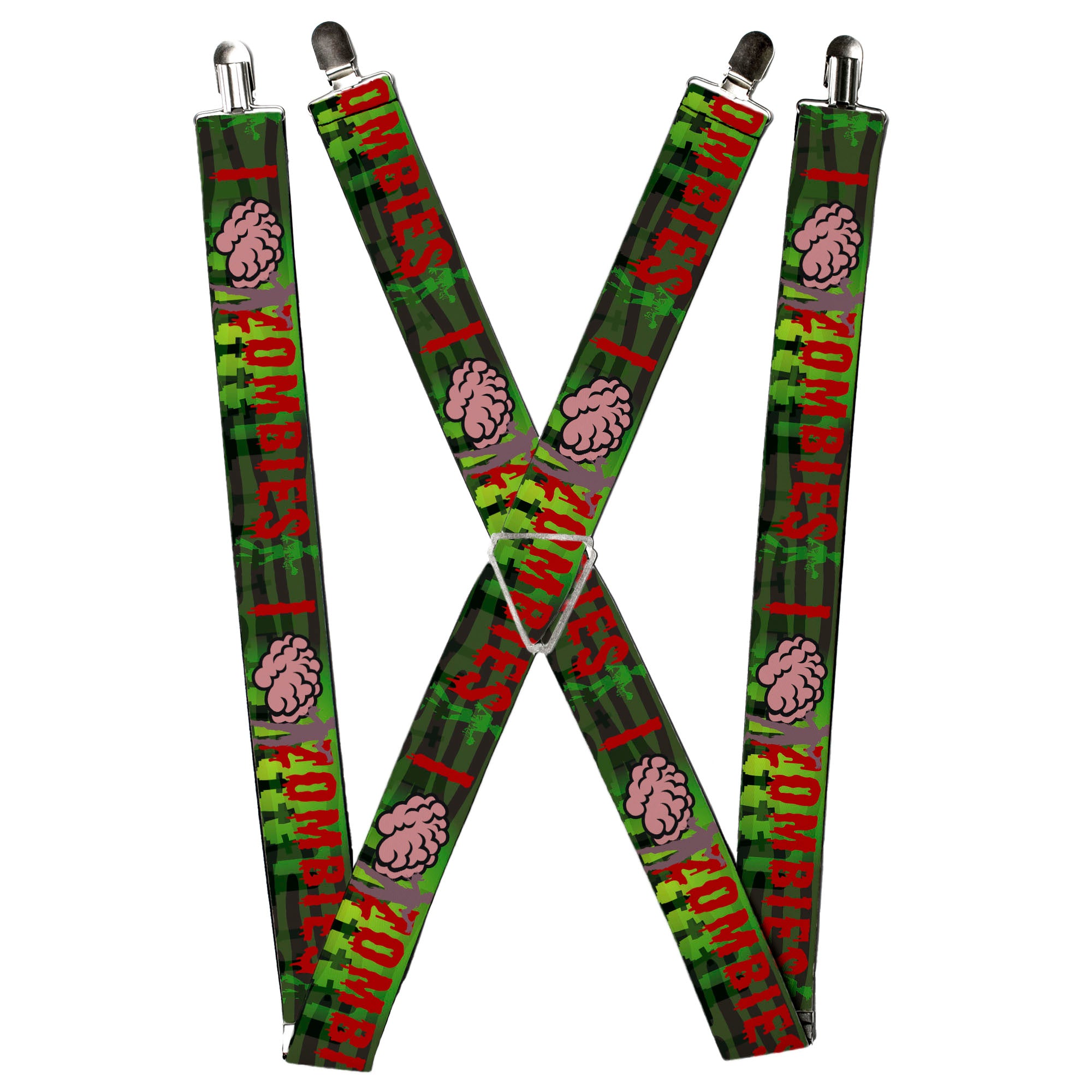 Suspenders - I "Brain" ZOMBIES Black/Green/Red
