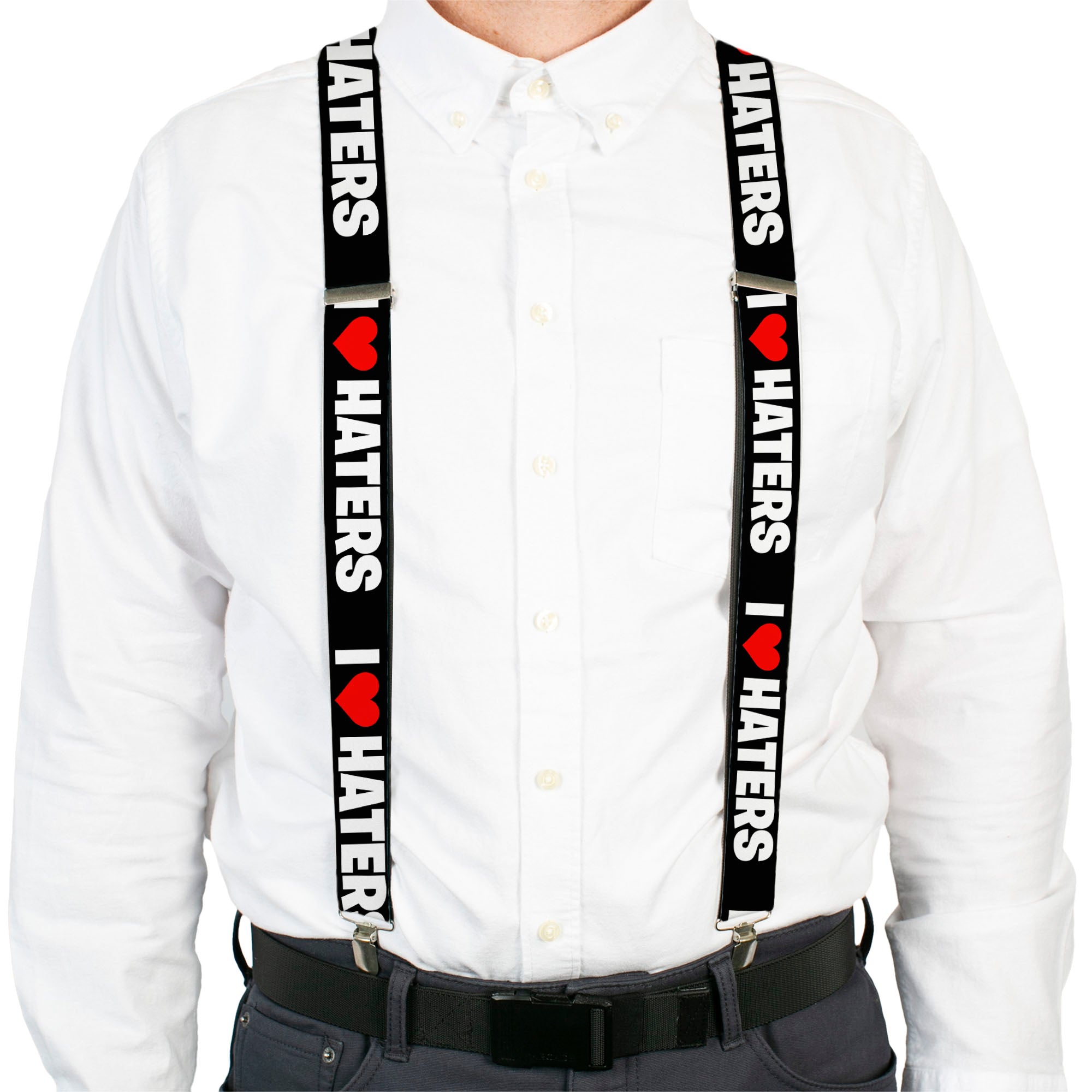 Suspenders - I "Heart" HATERS Black/White/Red