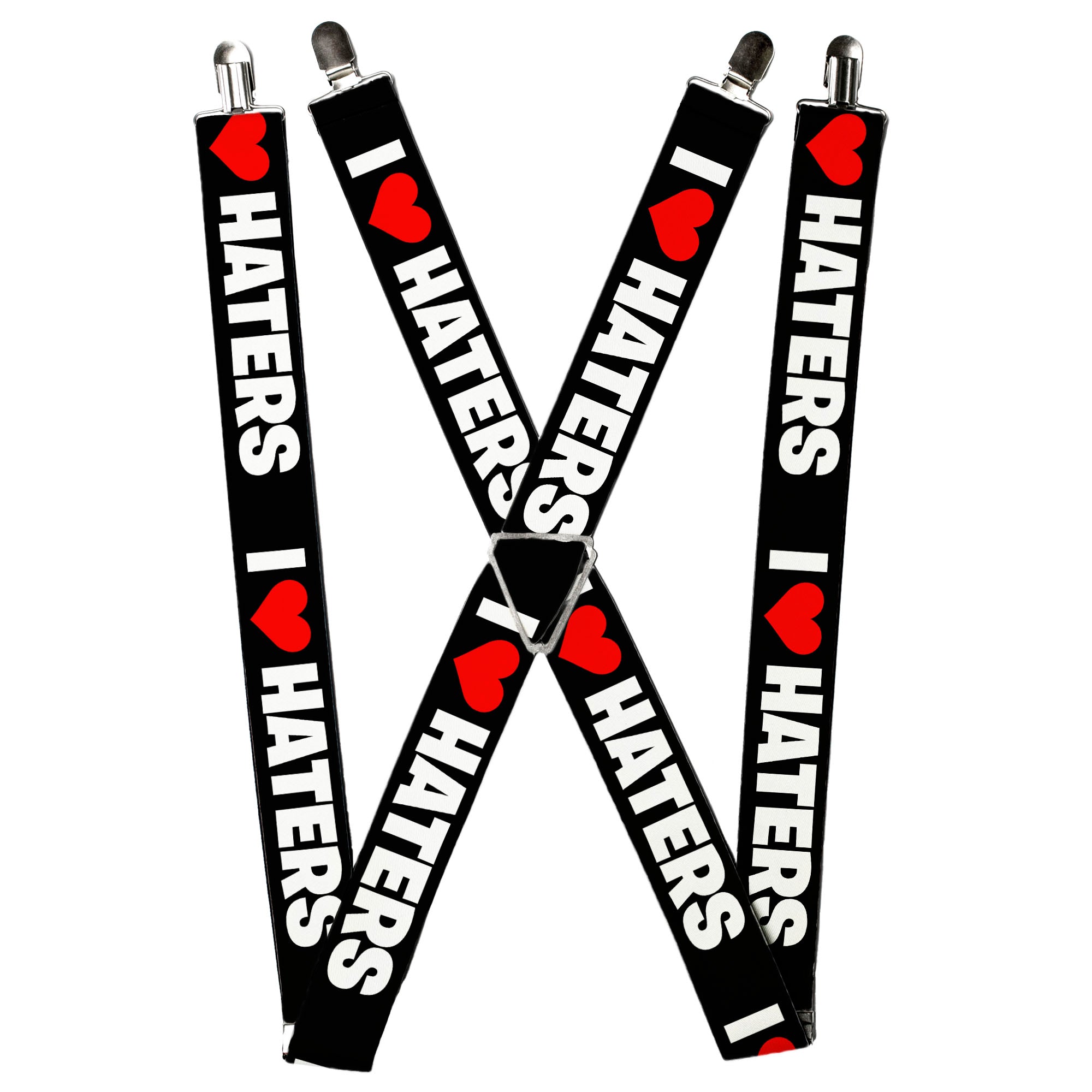 Suspenders - I "Heart" HATERS Black/White/Red