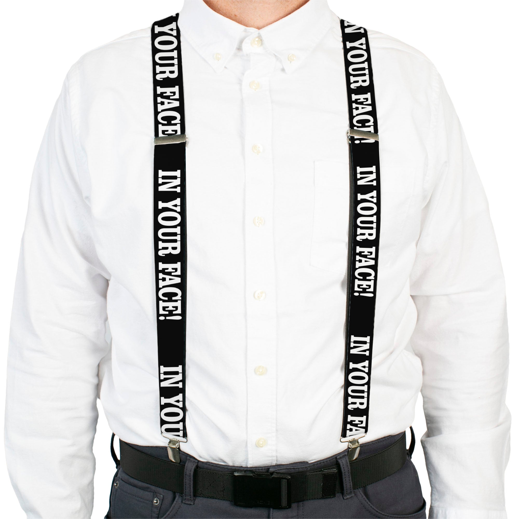 Suspenders - IN YOUR FACE Black/White Suspenders Buckle-Down