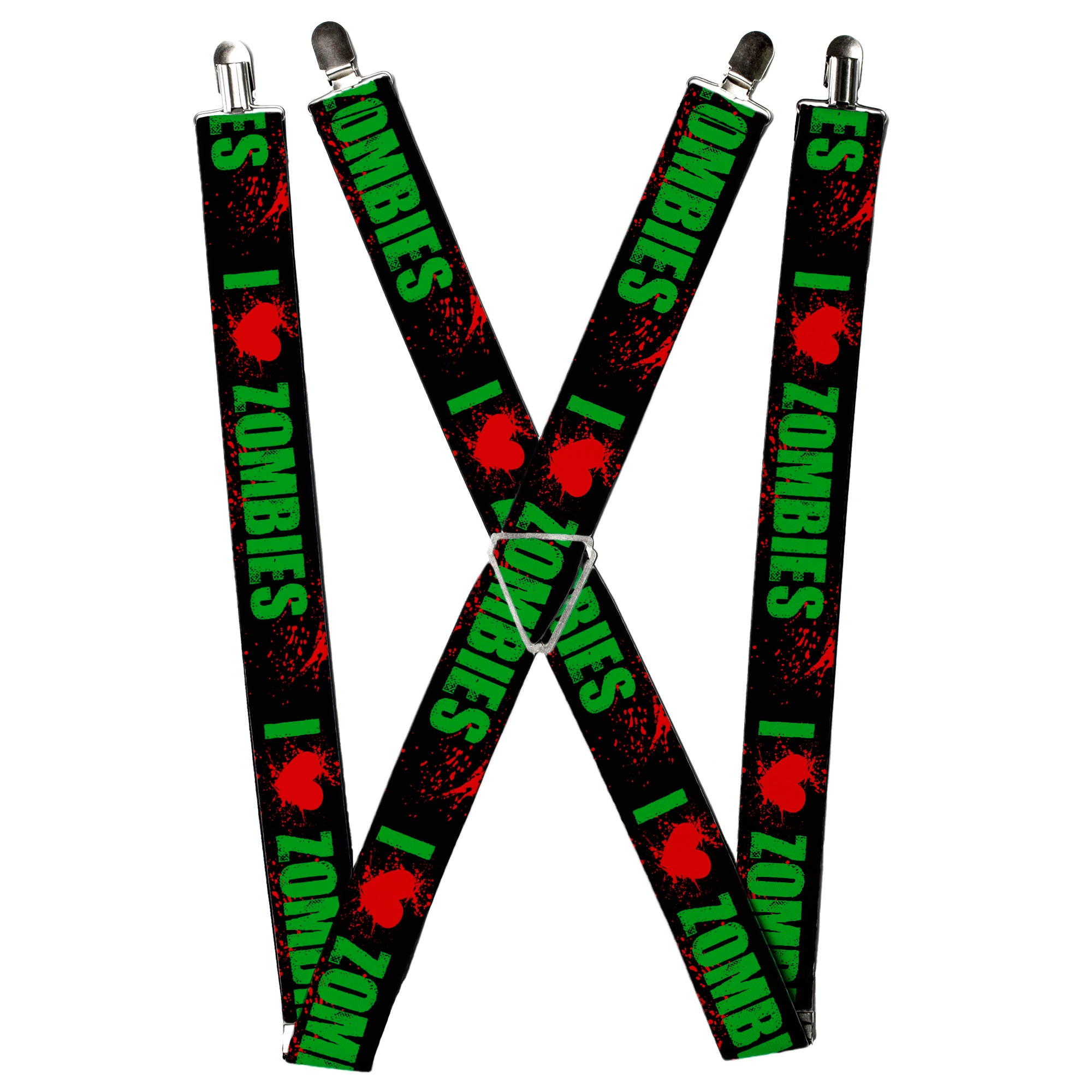Suspenders - I "Heart" ZOMBIES Bold Splatter Black/Green/Red Suspenders Buckle-Down