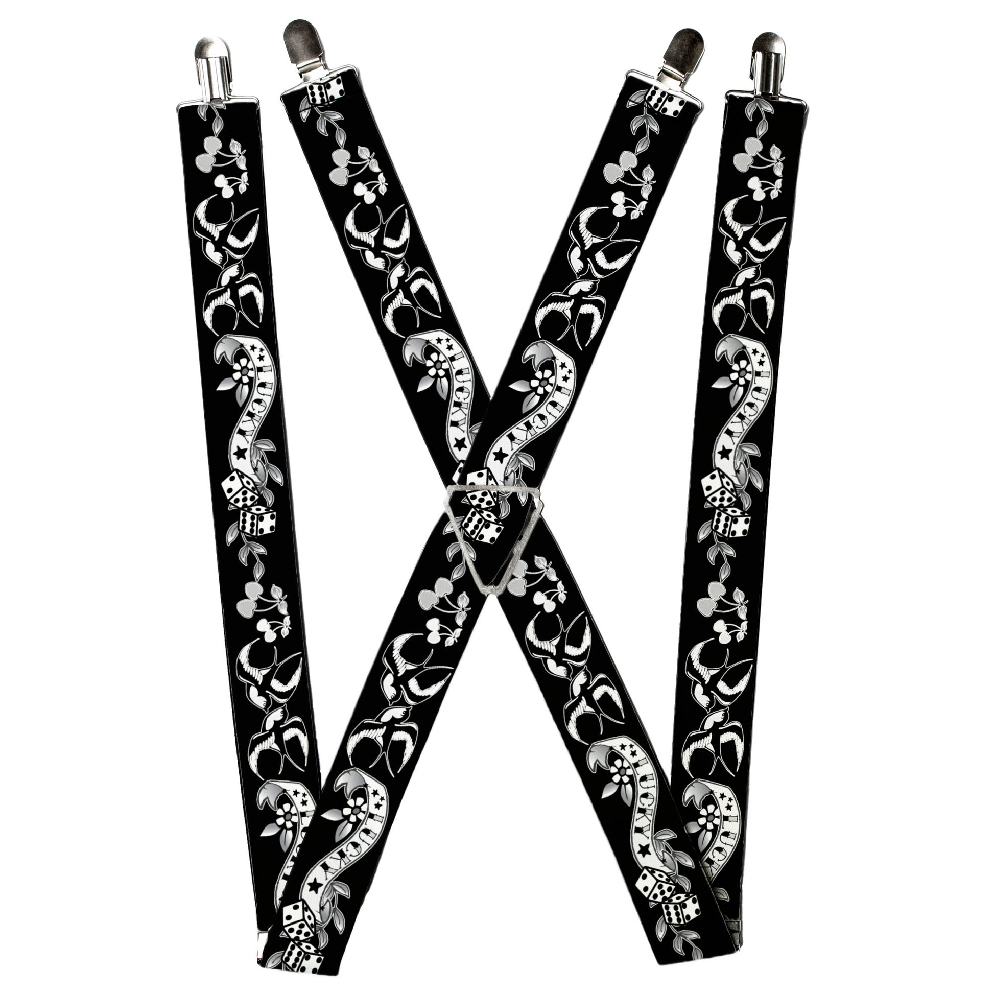 Suspenders - Lucky Black/White Suspenders Buckle-Down