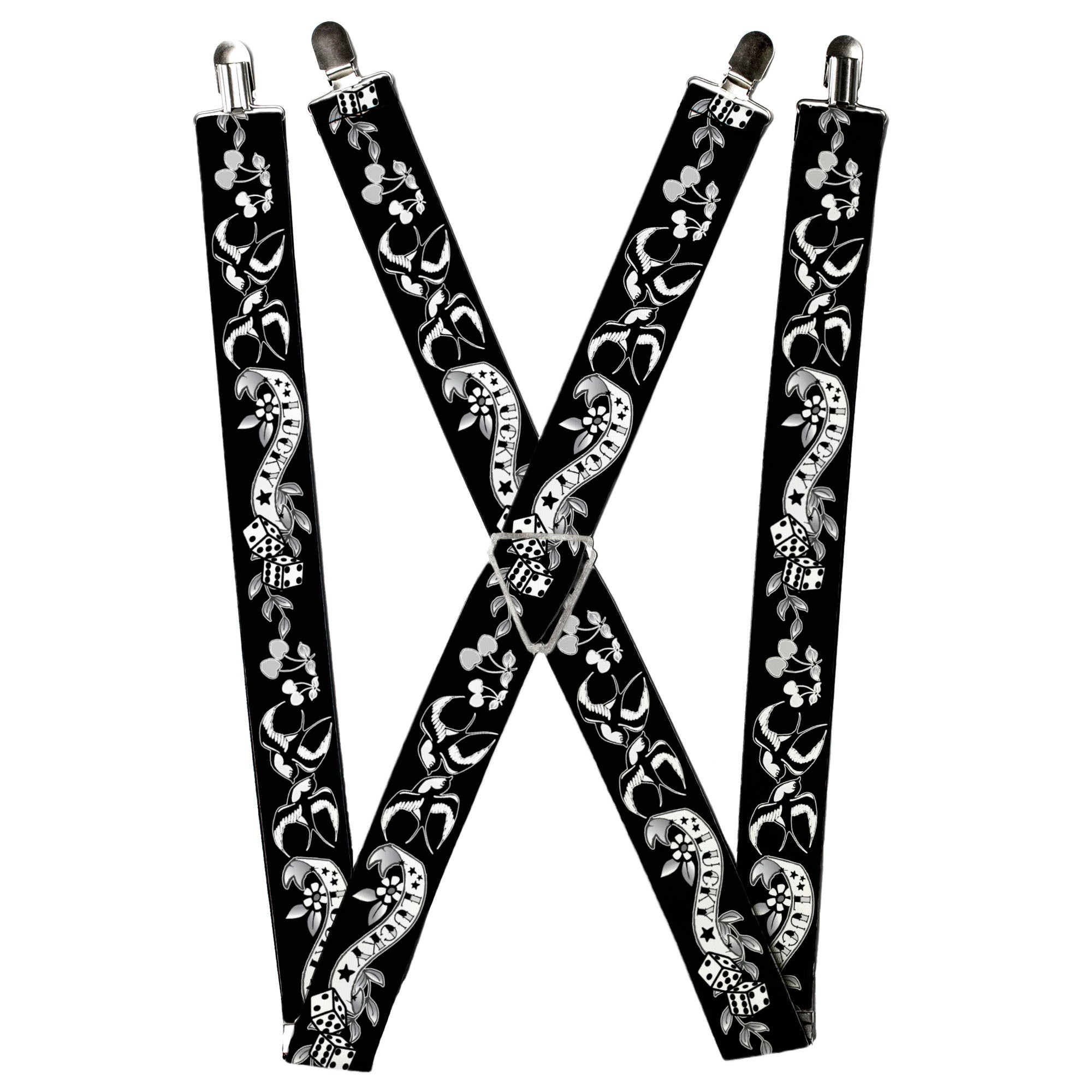 Suspenders - Lucky Black/White Suspenders Buckle-Down