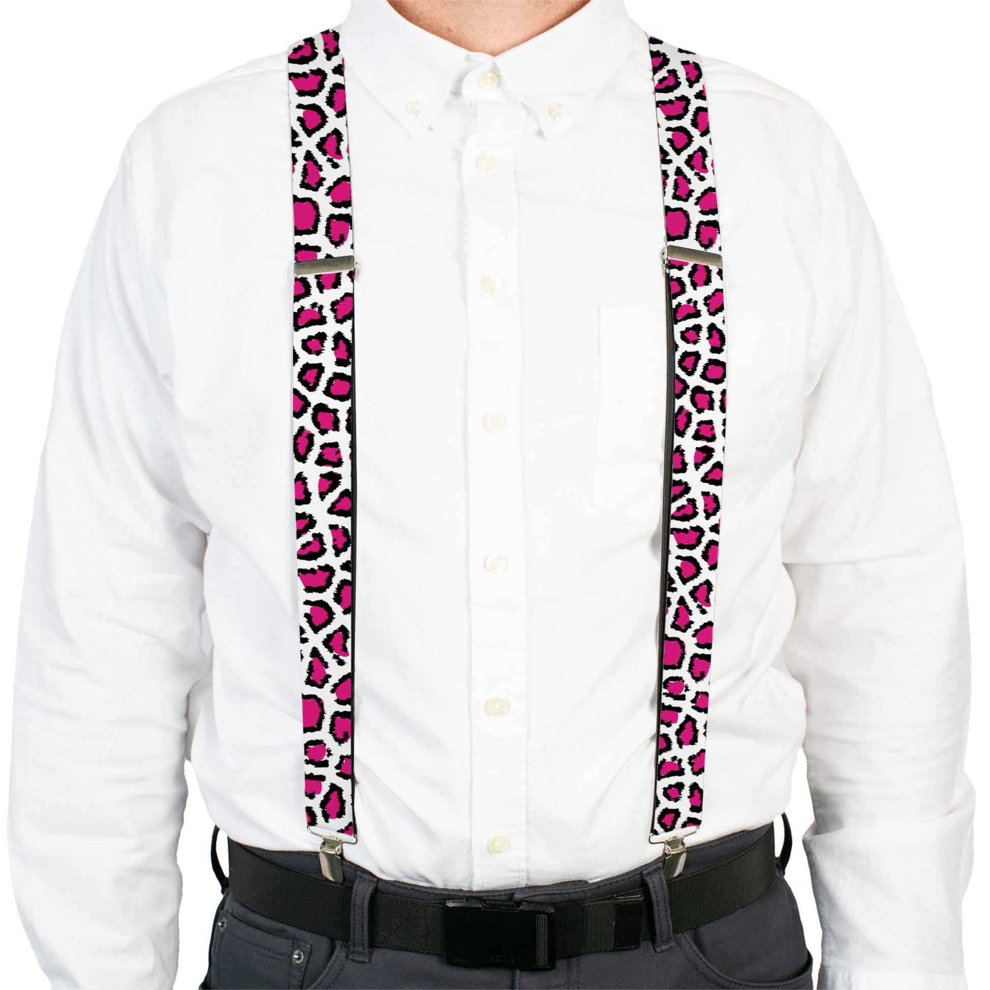 Suspenders - Leopard White/Fuchsia Suspenders Buckle-Down