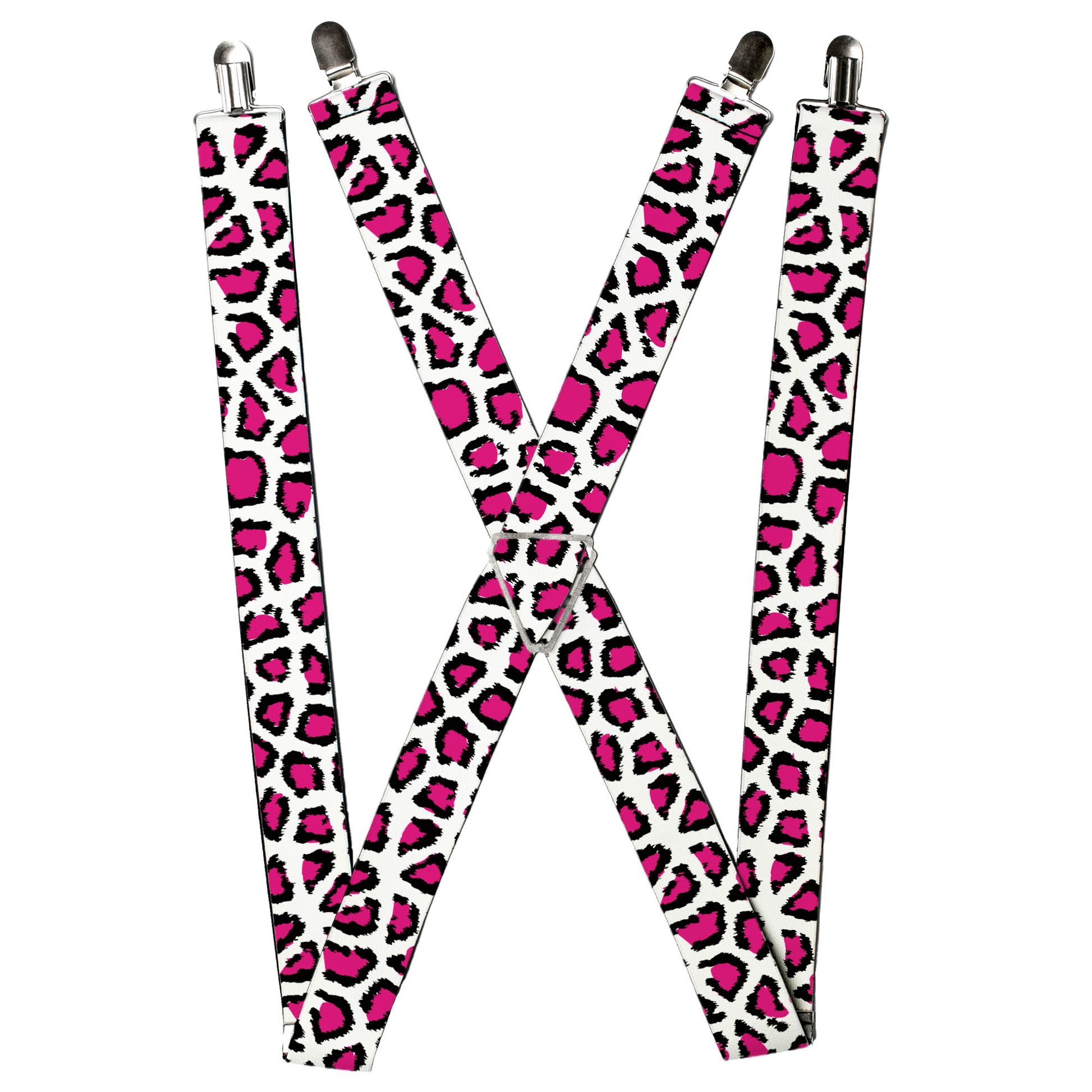 Suspenders - Leopard White/Fuchsia Suspenders Buckle-Down