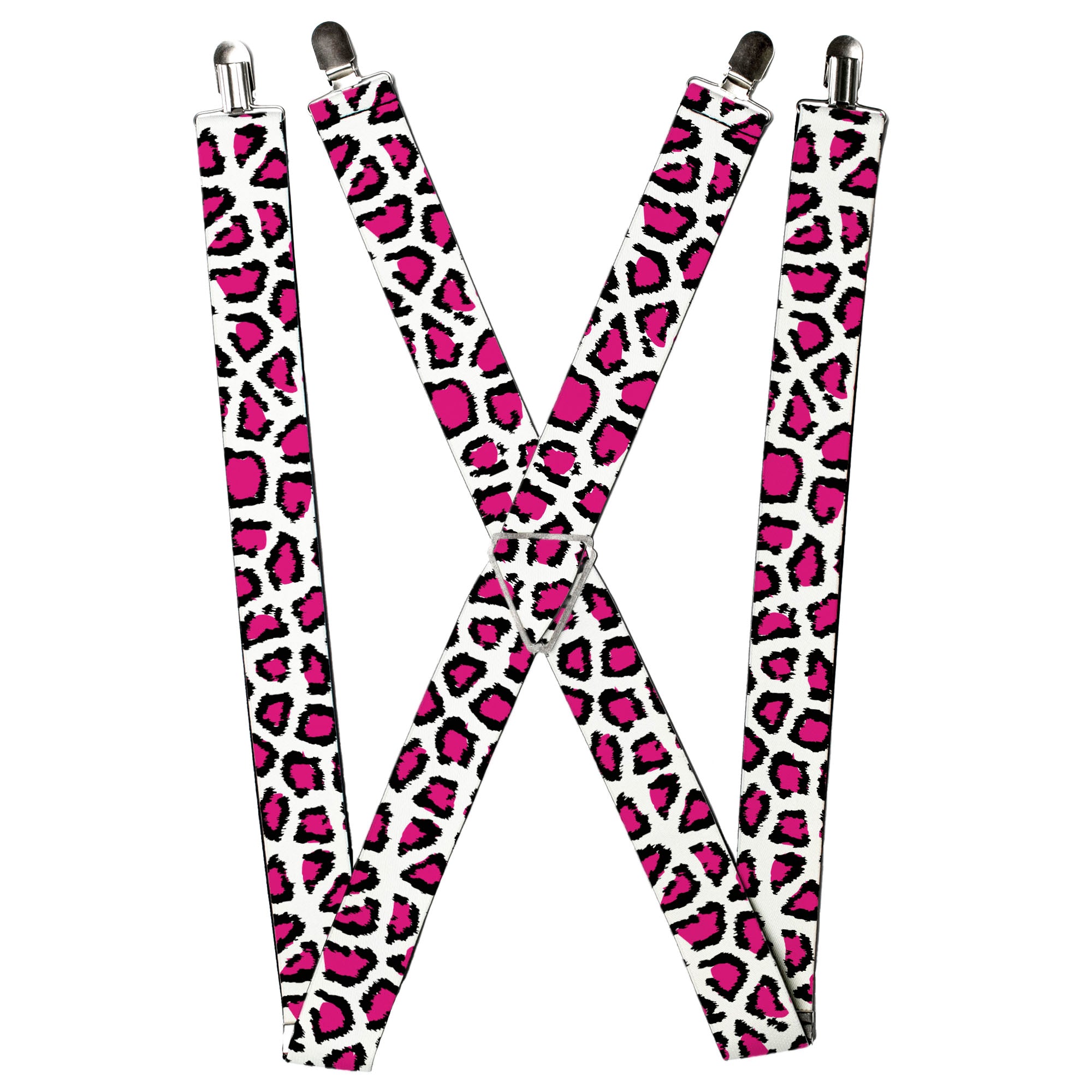 Suspenders - Leopard White/Fuchsia Suspenders Buckle-Down