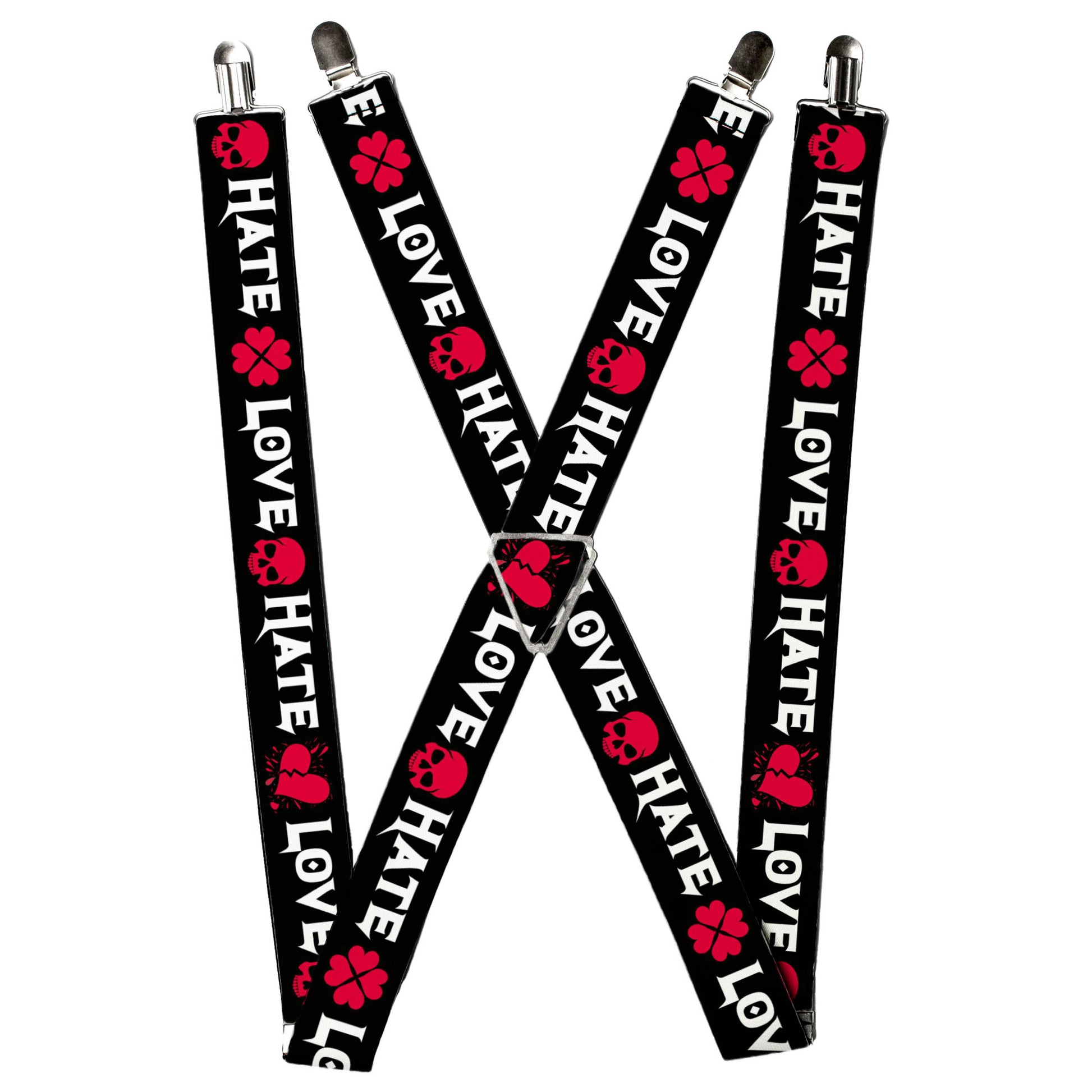 Suspenders - Love/Hate Black/White/Fuchsia Suspenders Buckle-Down