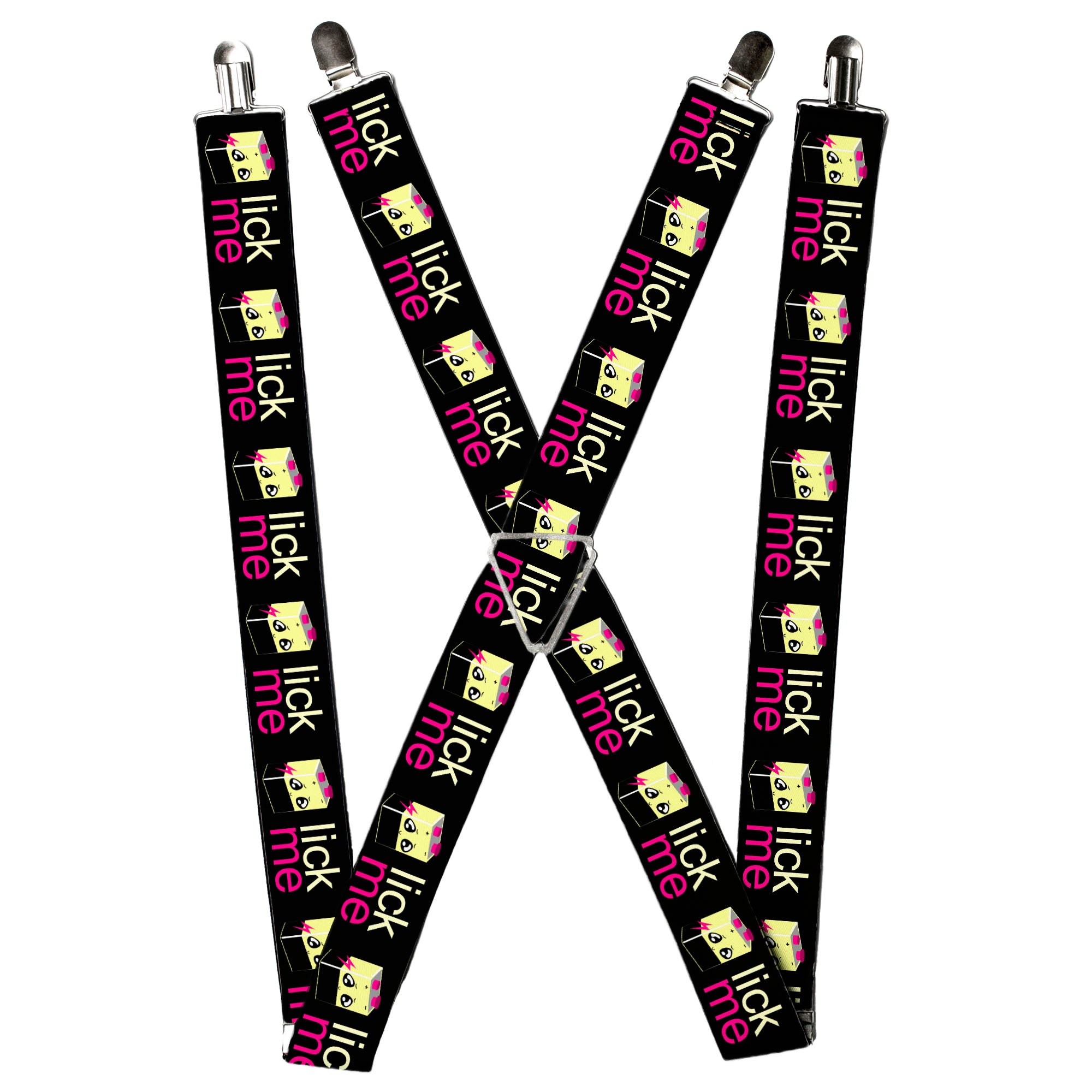 Suspenders - LICK ME Battery Cartoon Suspenders Buckle-Down