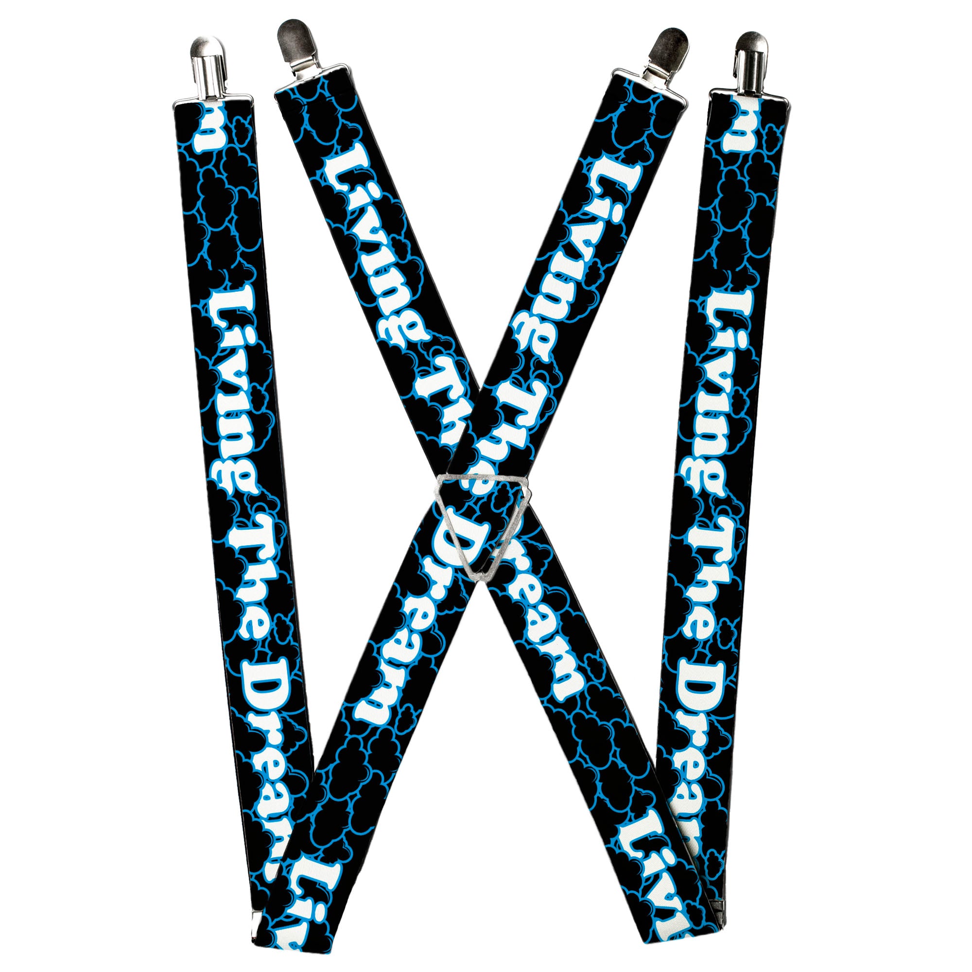 Suspenders - LIVING THE DREAM/Clouds Black/Blue/White Suspenders Buckle-Down